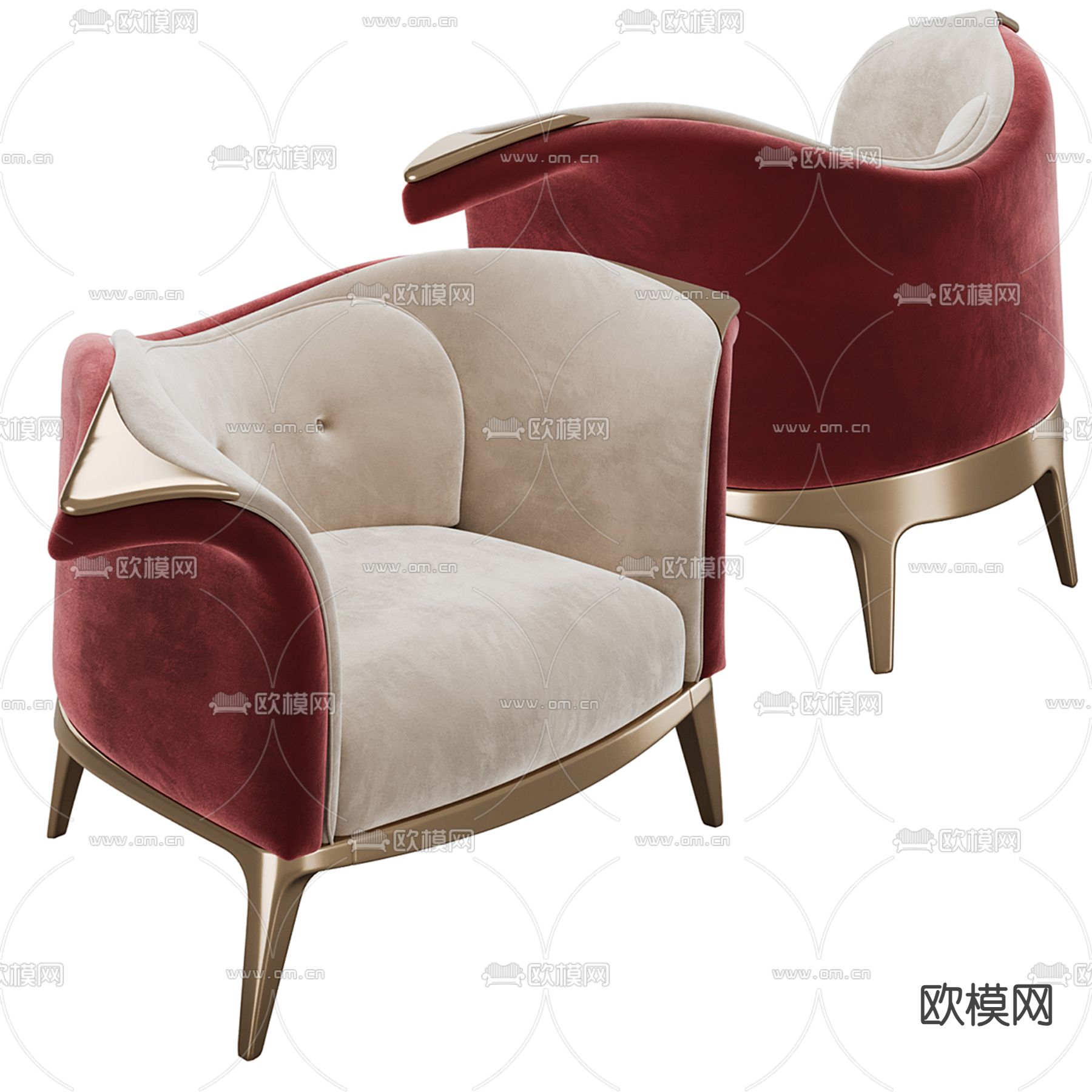 Alma de Luce 欧式沙发椅 休闲椅3d模型下载（渲染图4）