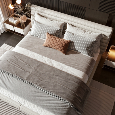  Minotti 双人床su模型 