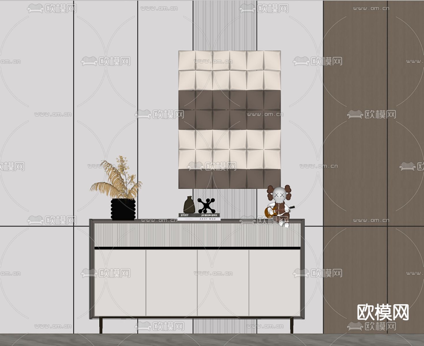 现代玄关柜 餐边柜su模型下载（渲染图2）