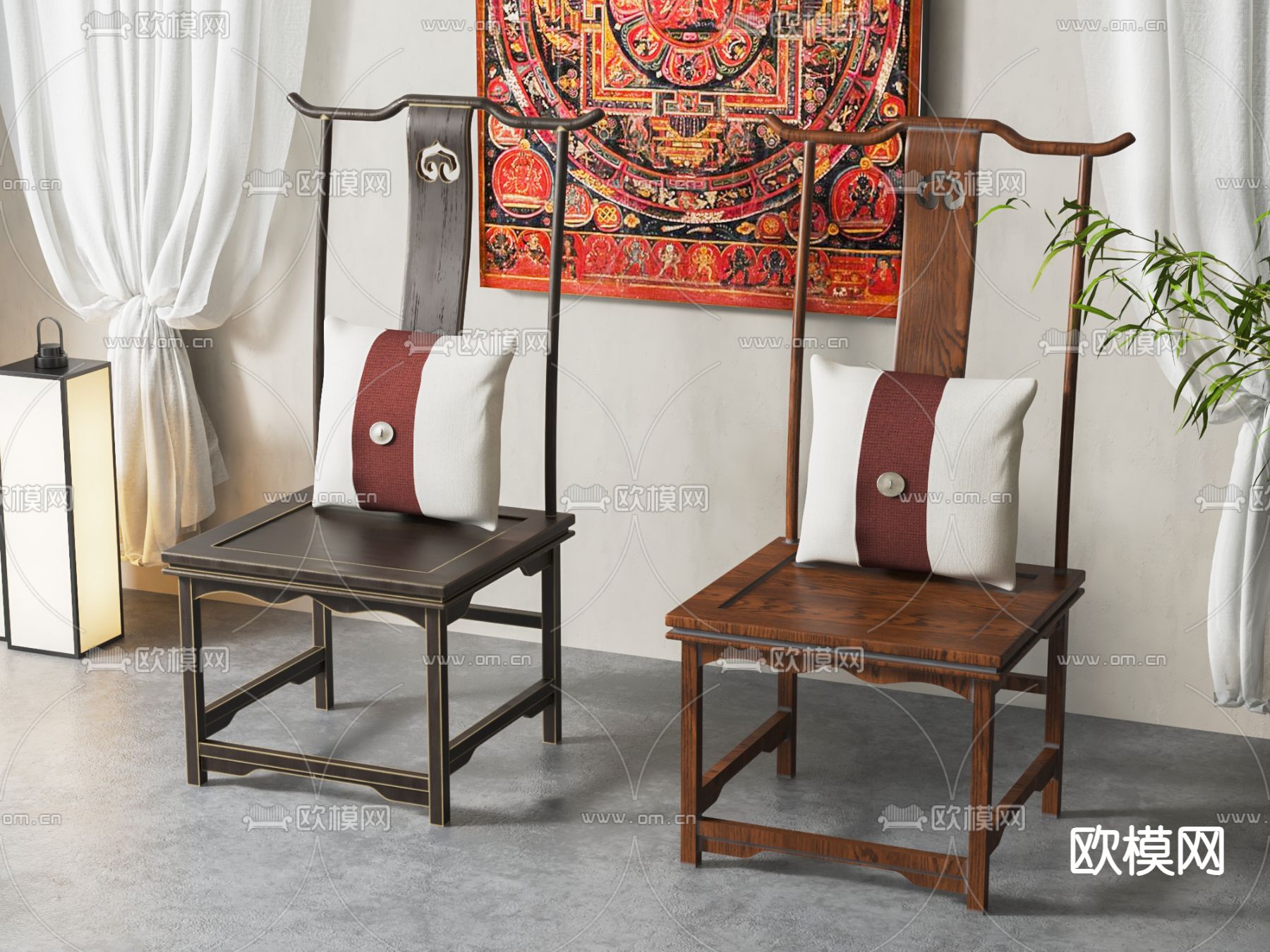 中式椅子 官帽椅3d模型下载