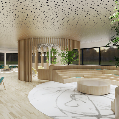  现代办公休闲区su模型 