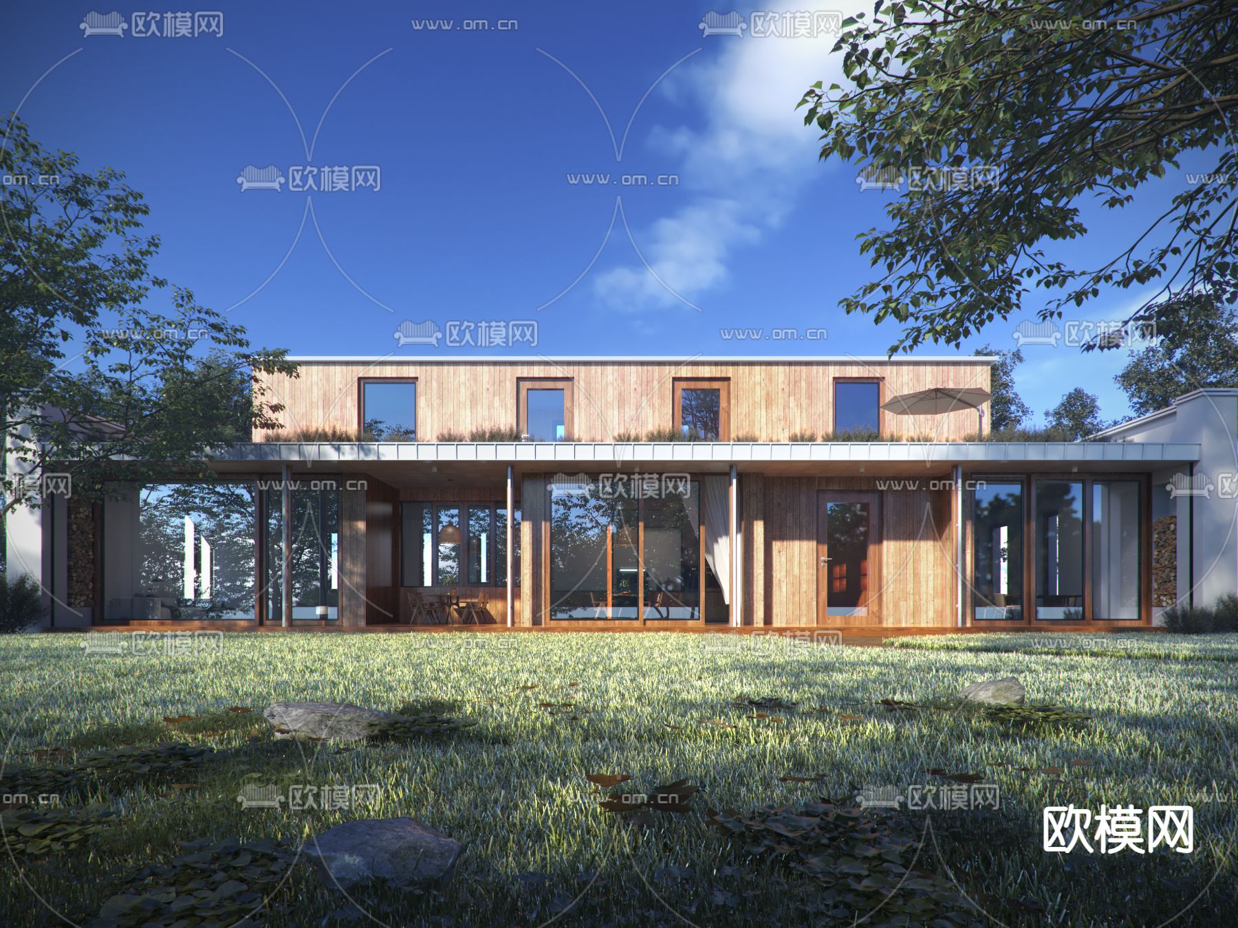 北欧别墅外观3d模型下载