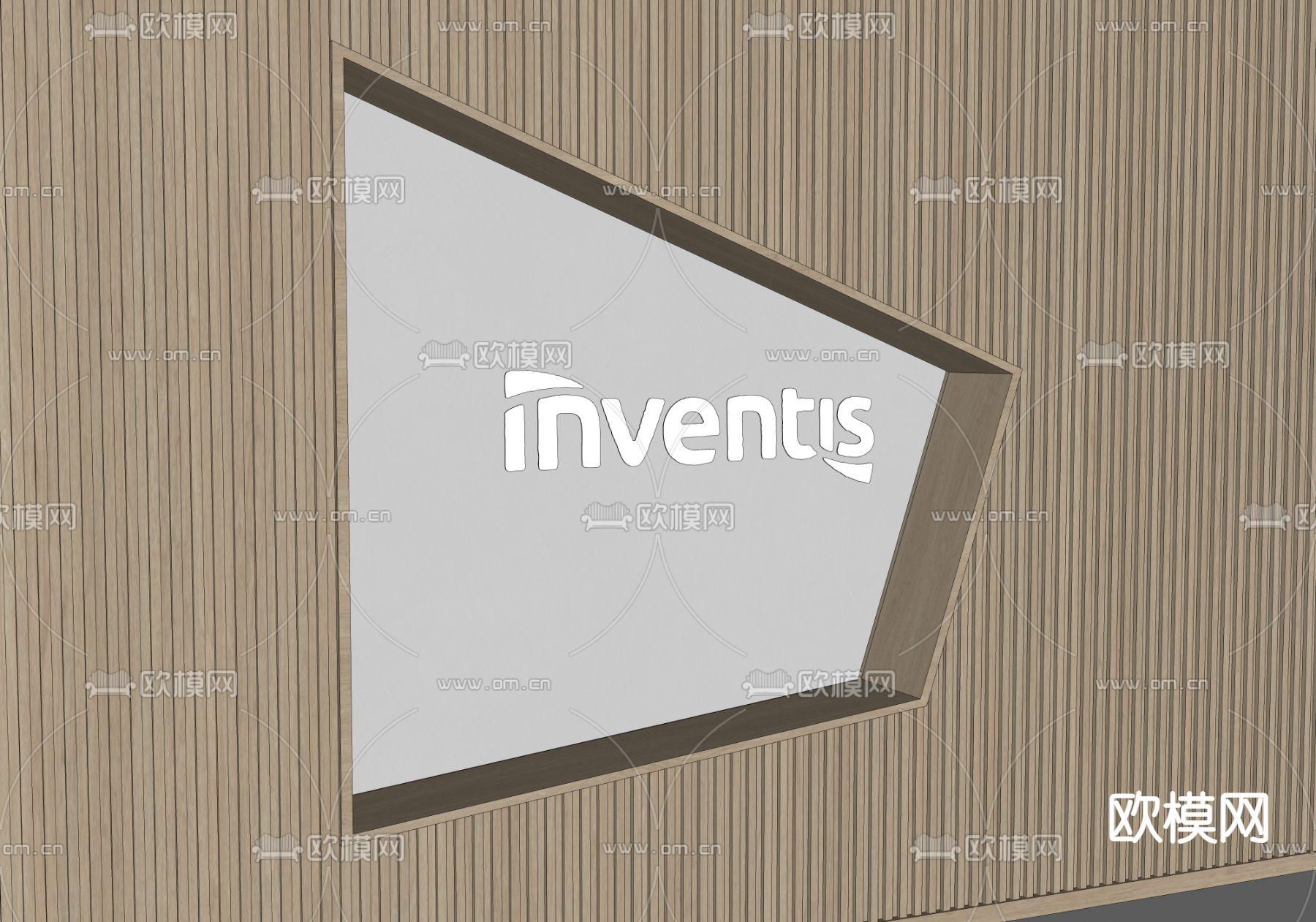 实木背景墙 格栅背景墙su模型下载（渲染图2）