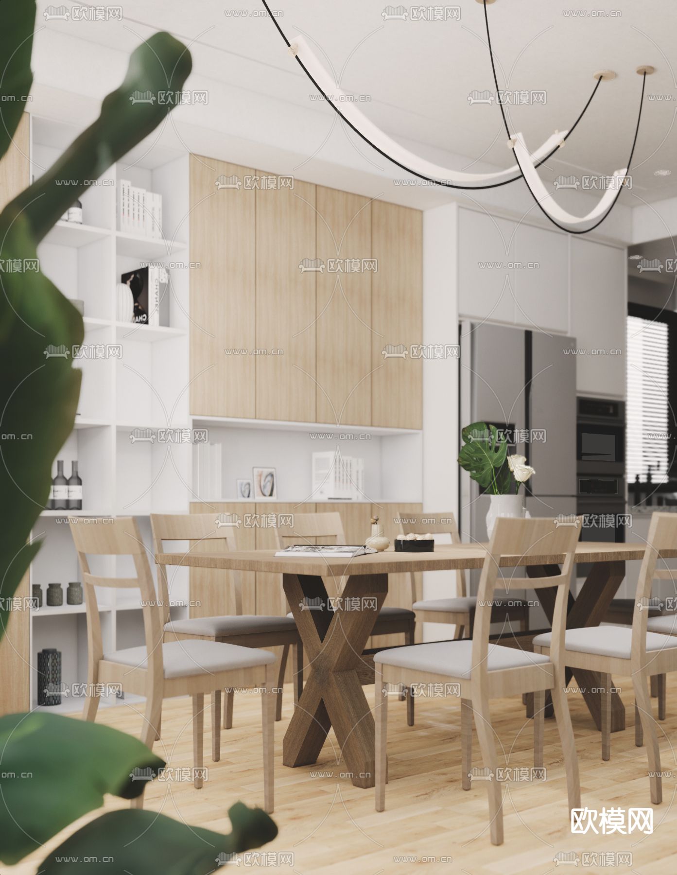 日式客餐厅su模型下载（渲染图3）