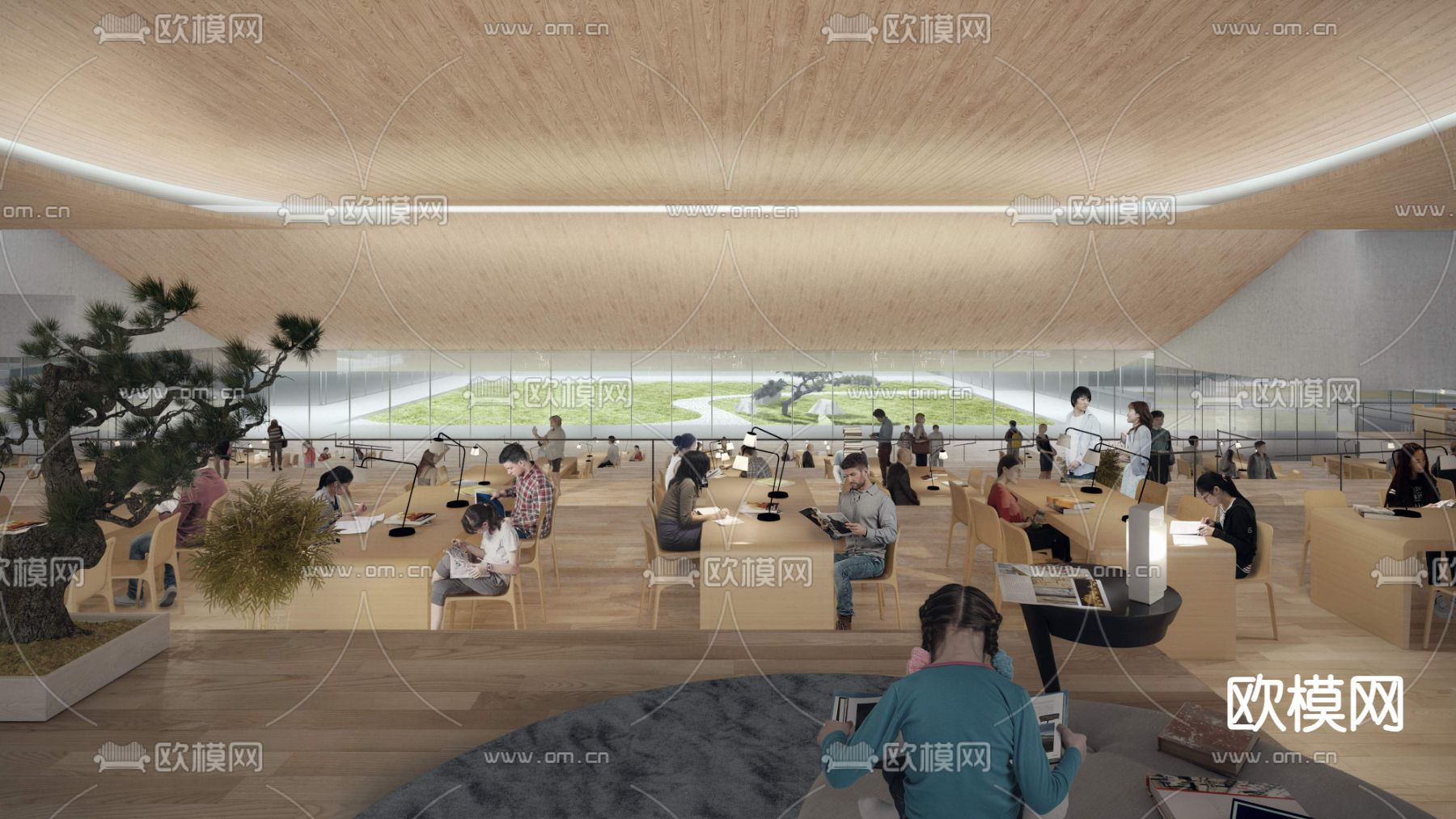 图书馆阅读区3d模型下载