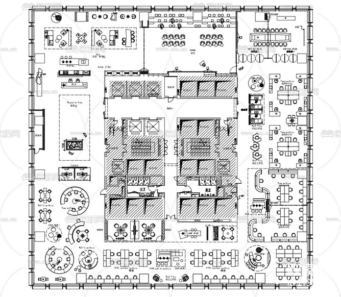 華潤前海中心寫字樓樣板層cad施工圖下載(渲染圖8)