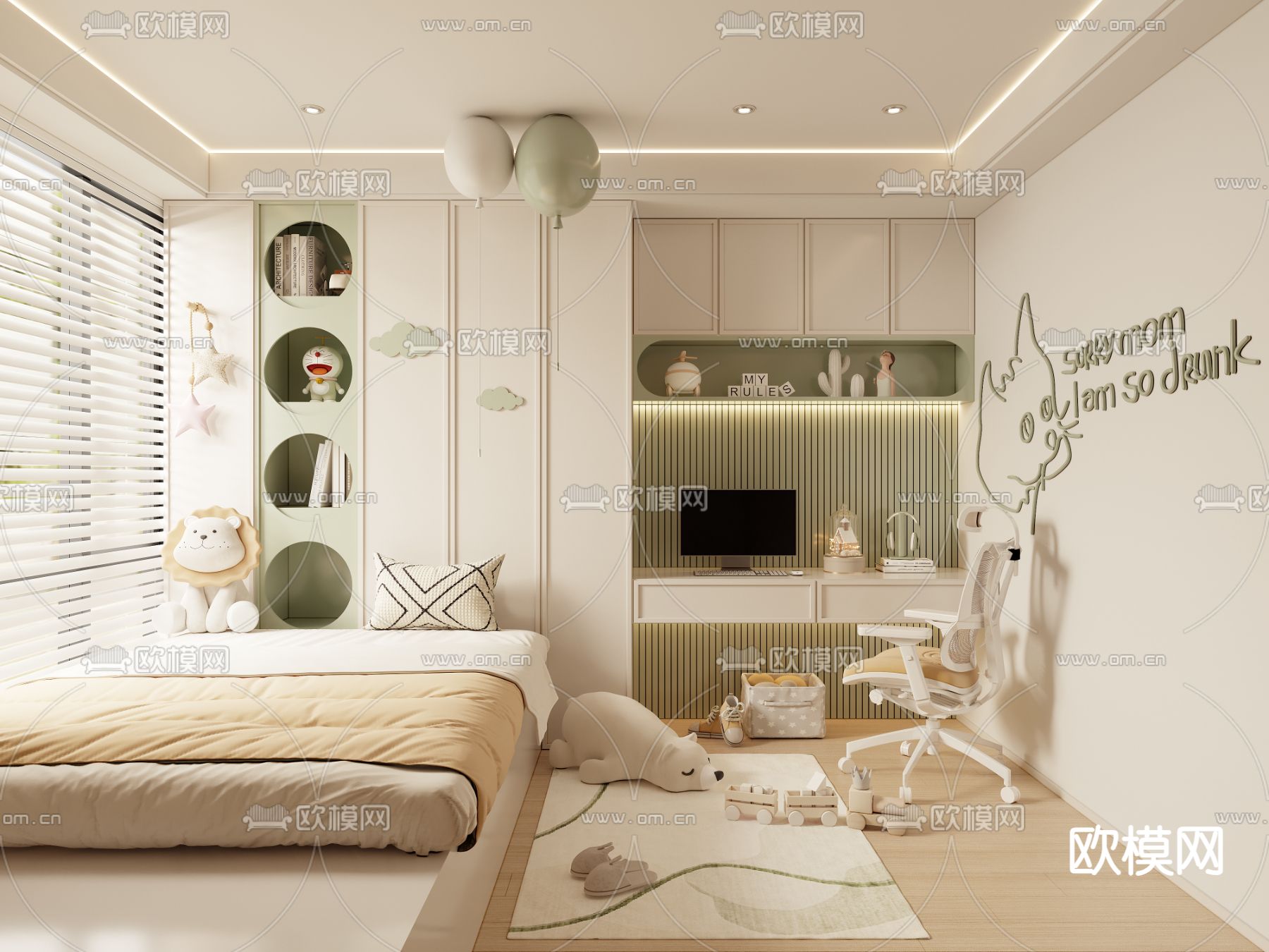 榻榻米儿童房 小孩房3d模型下载