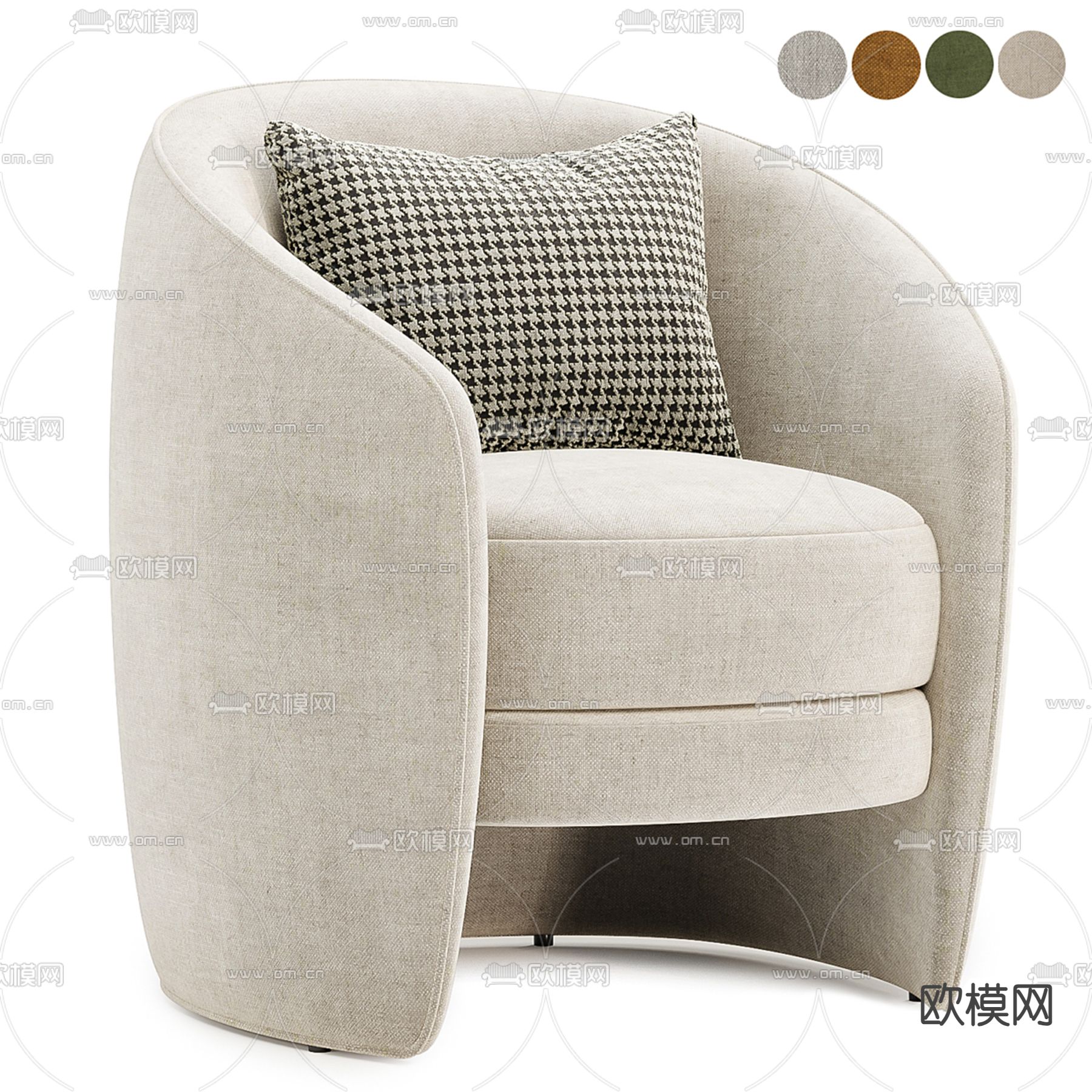 richmond 单人沙发3d模型下载_ID14229466_3dmax免费模型-欧模网