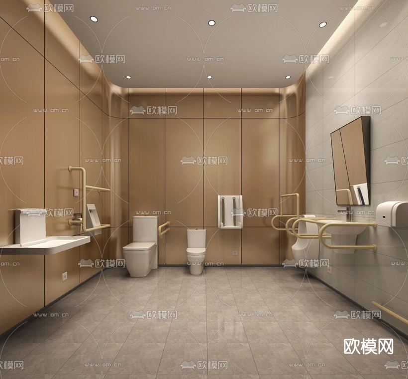 无障碍卫生间3d模型下载_ID14228463_3dmax免费模型-欧模网