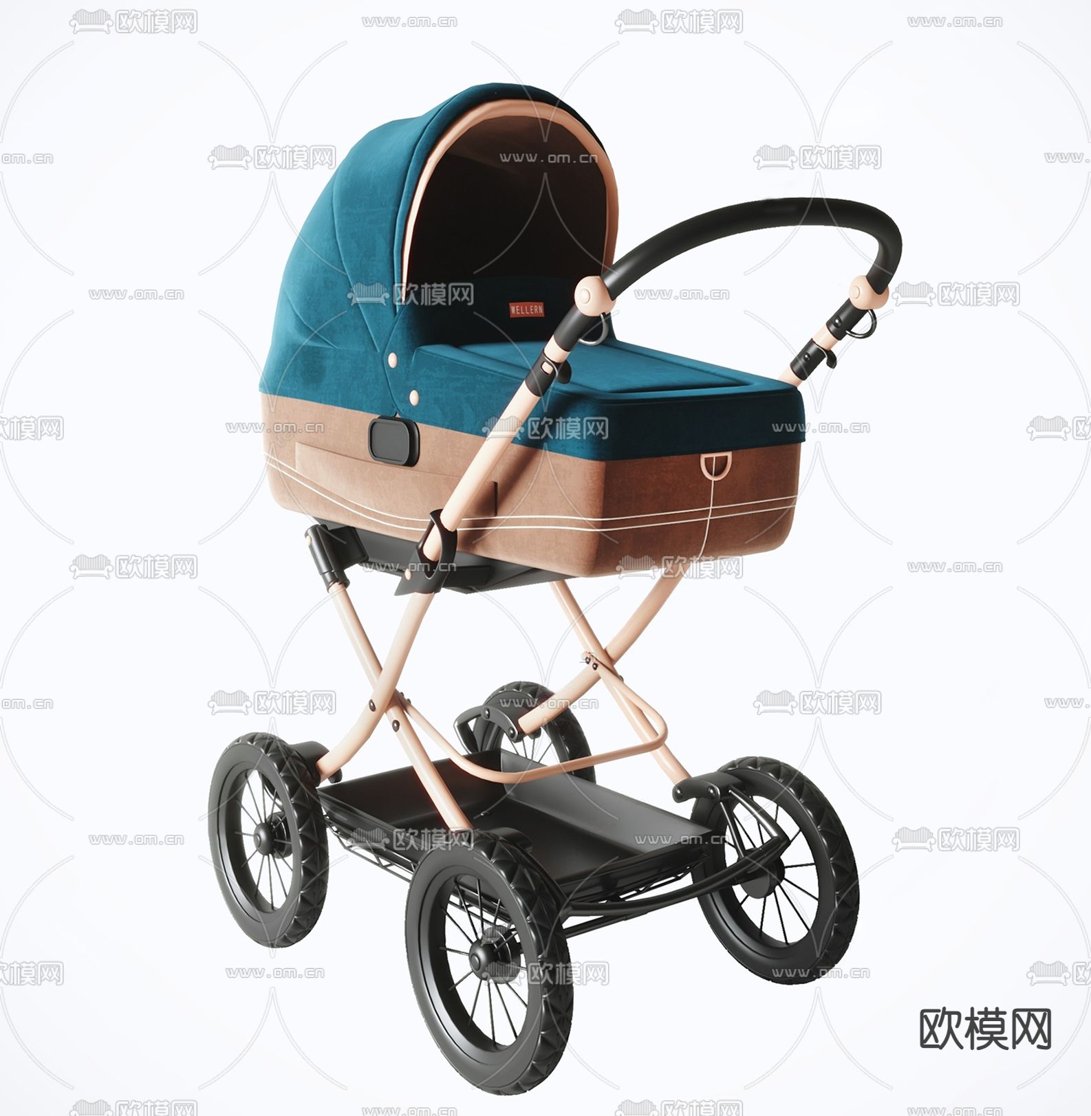 婴儿推车su模型下载（渲染图1）
