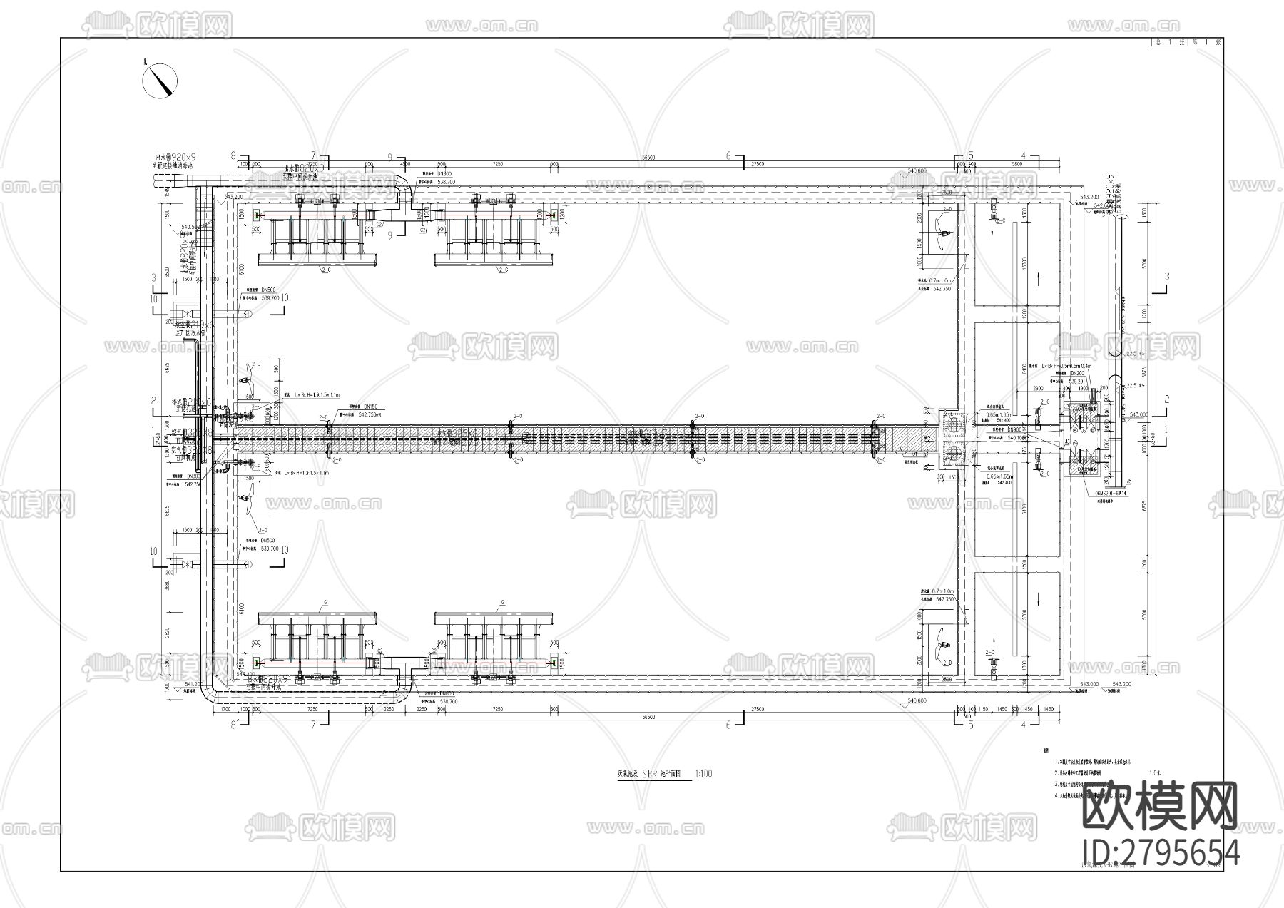 污水处理厂三期扩建项目土建及安装工程cad施工图下载（渲染图4）