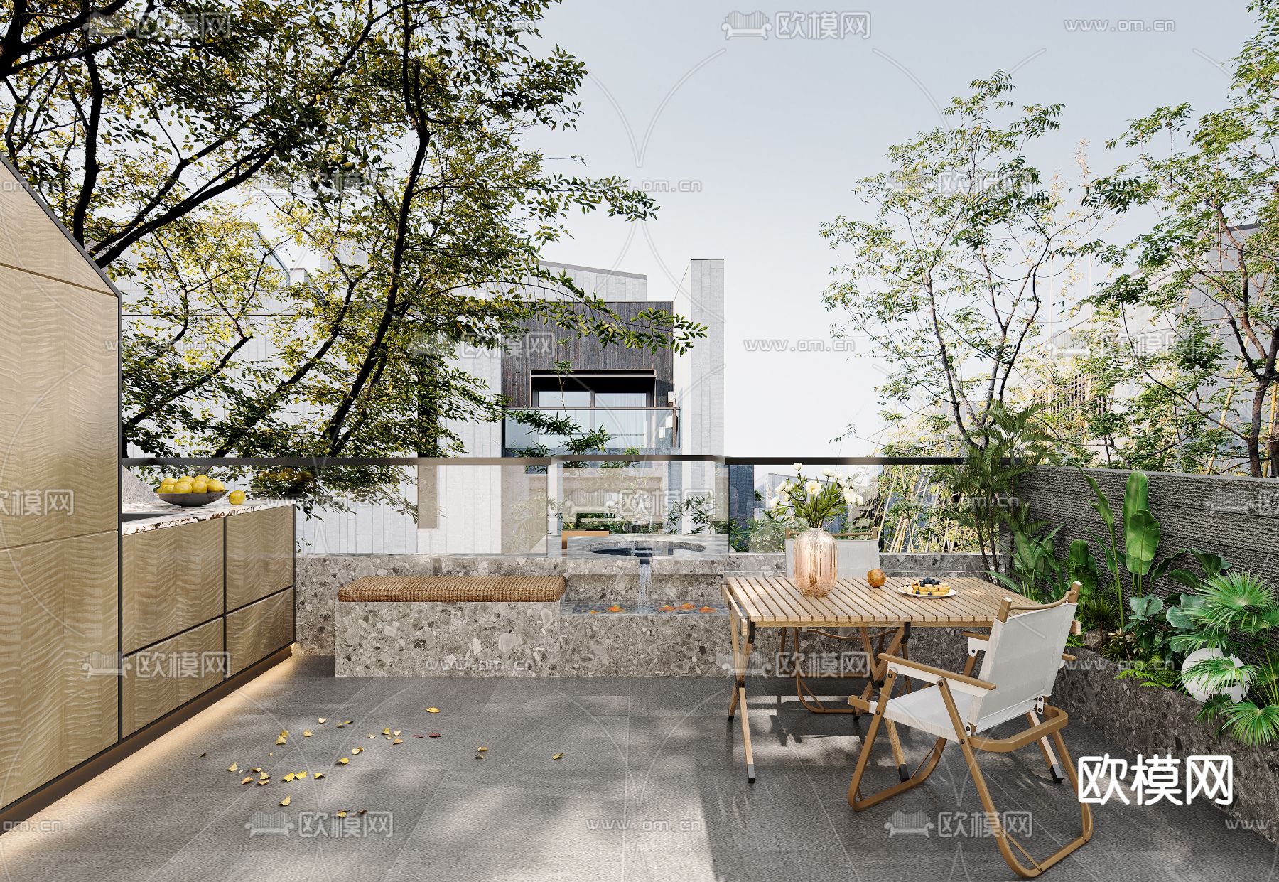 露台花园 屋顶花园3d模型下载