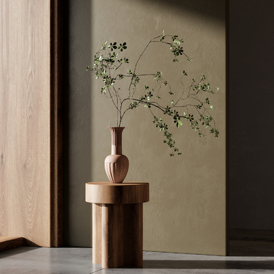 侘寂风花瓶花艺su模型