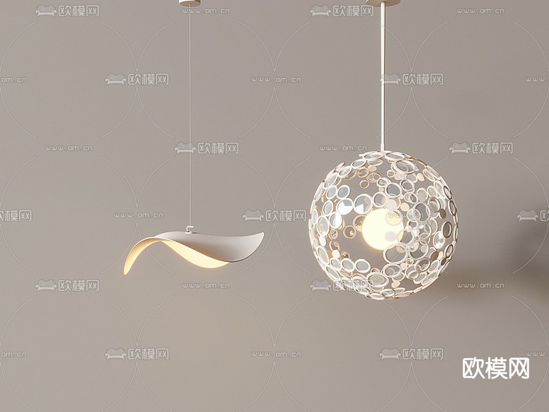 奶油风吊灯 帽子吊灯3d模型下载