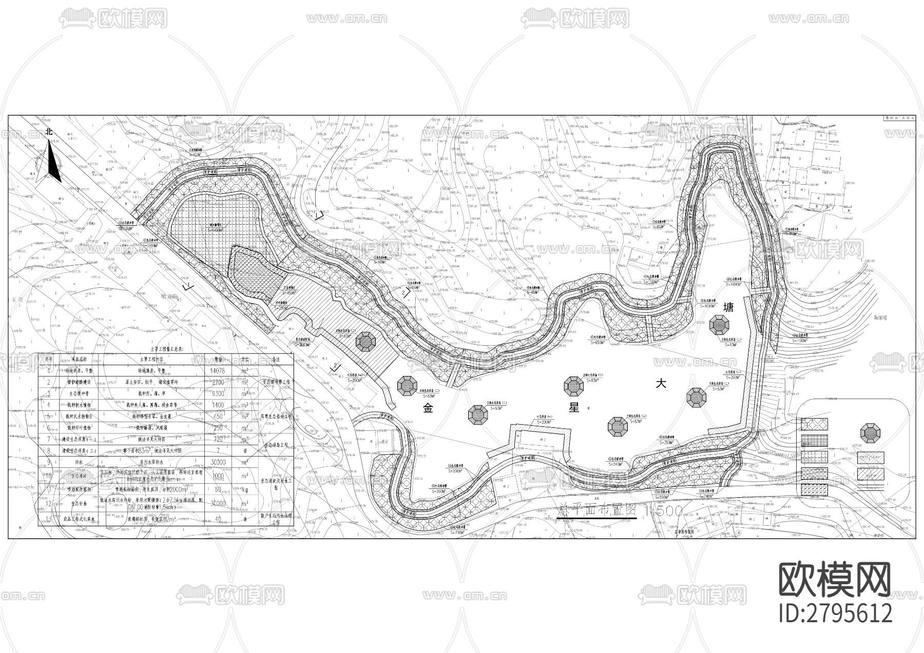 黄金河流域石黄镇段生态整治工程cad施工图下载（渲染图9）