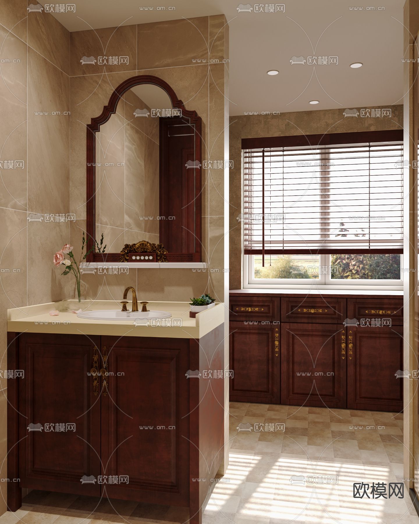 美式卫生间 浴室3d模型下载（渲染图3）