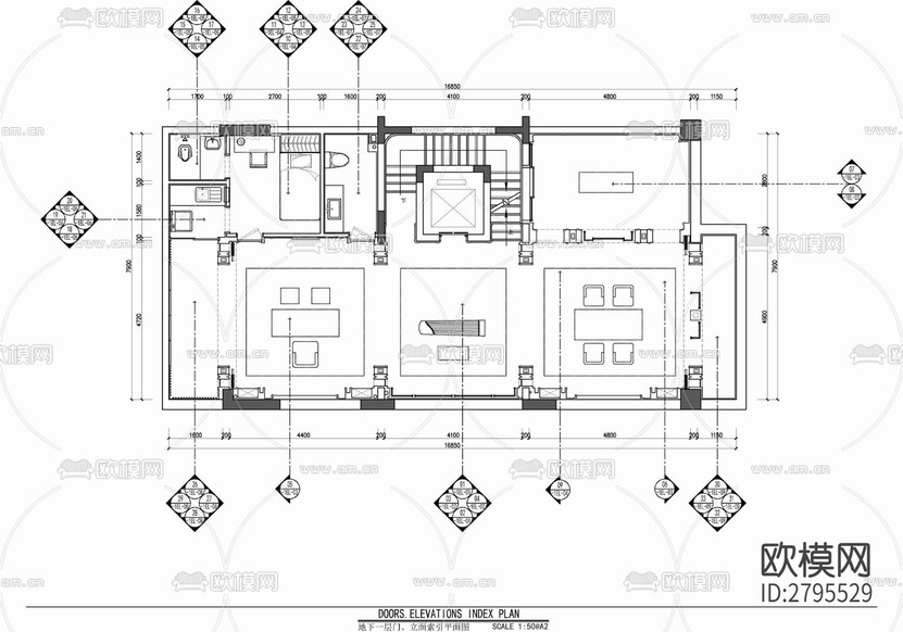 五層小別墅家裝室內(nèi)cad施工圖下載(渲染圖2)