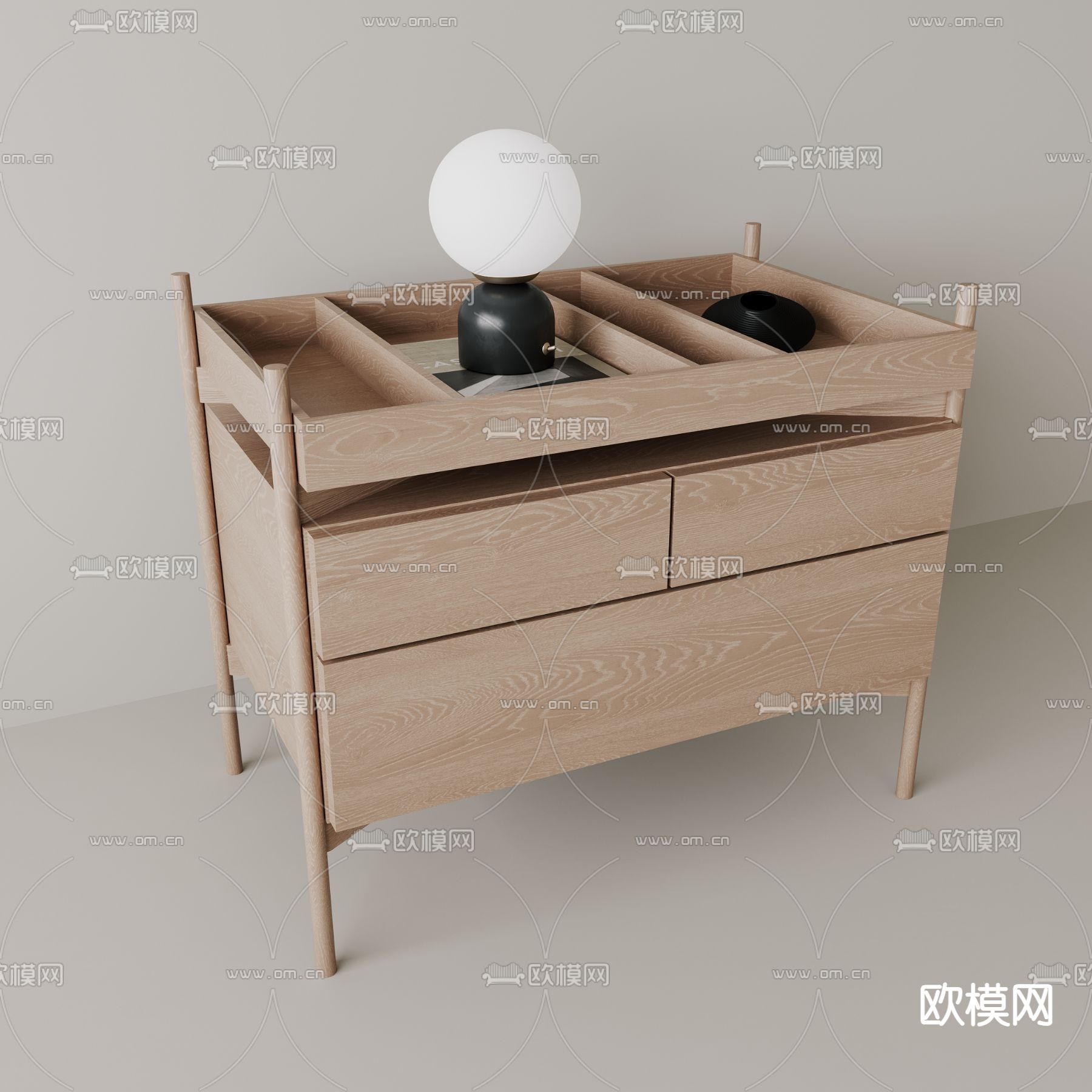 北欧床头柜3d模型下载