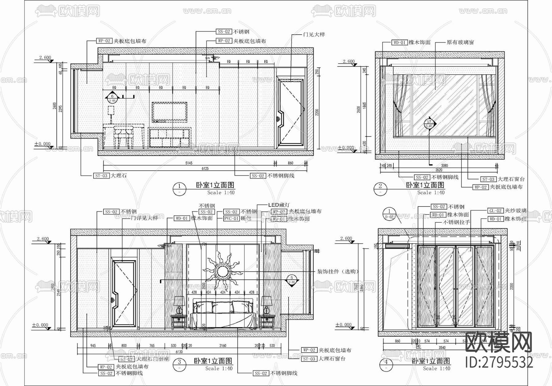 230㎡家装大平层室内cad施工图下载（渲染图8）