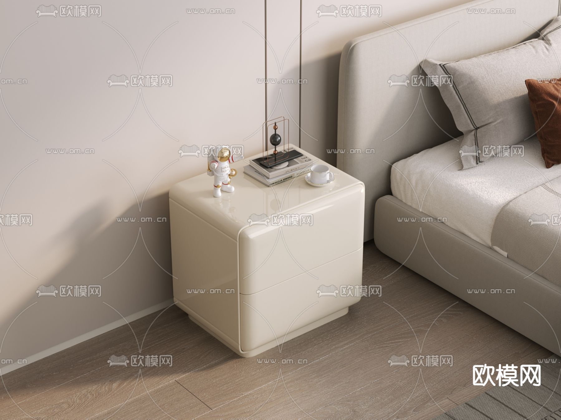 床头柜3d模型下载（渲染图2）