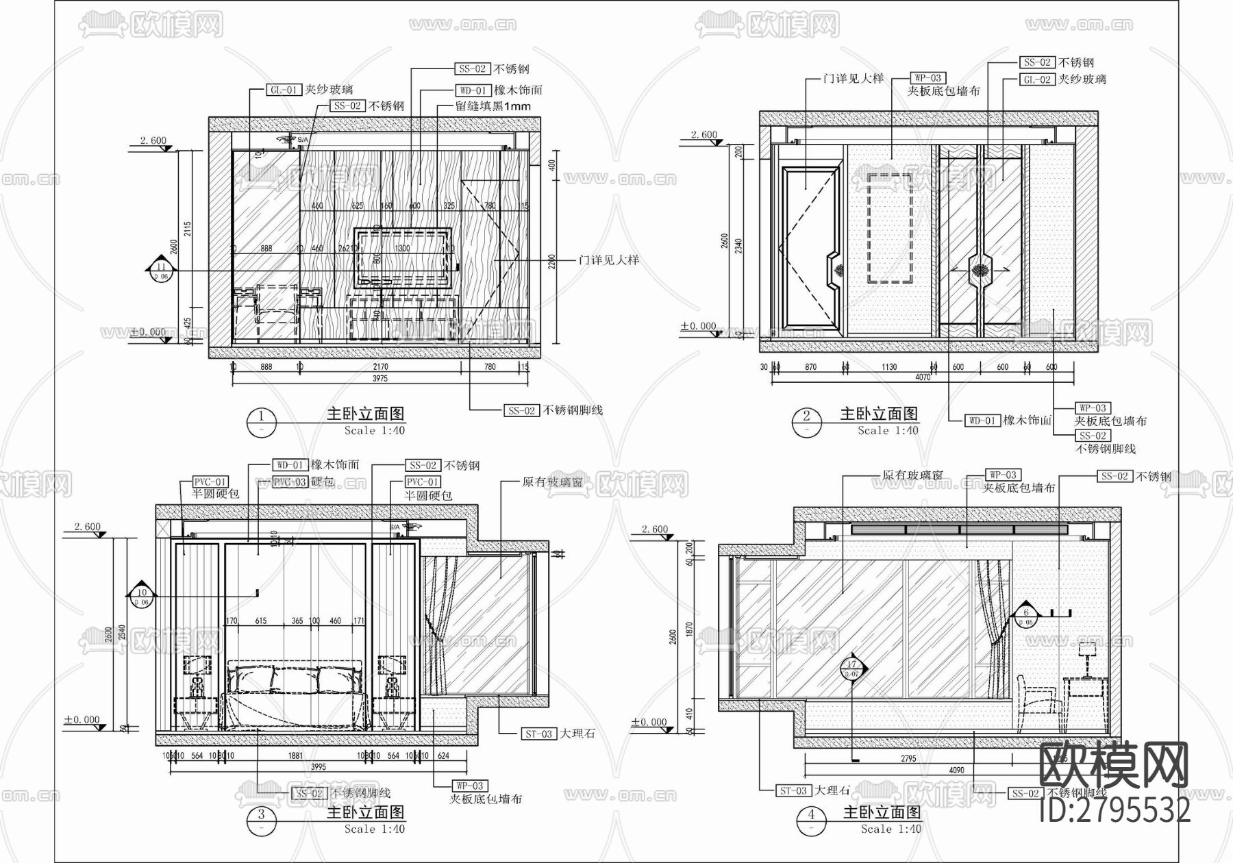 230㎡家装大平层室内cad施工图下载（渲染图6）
