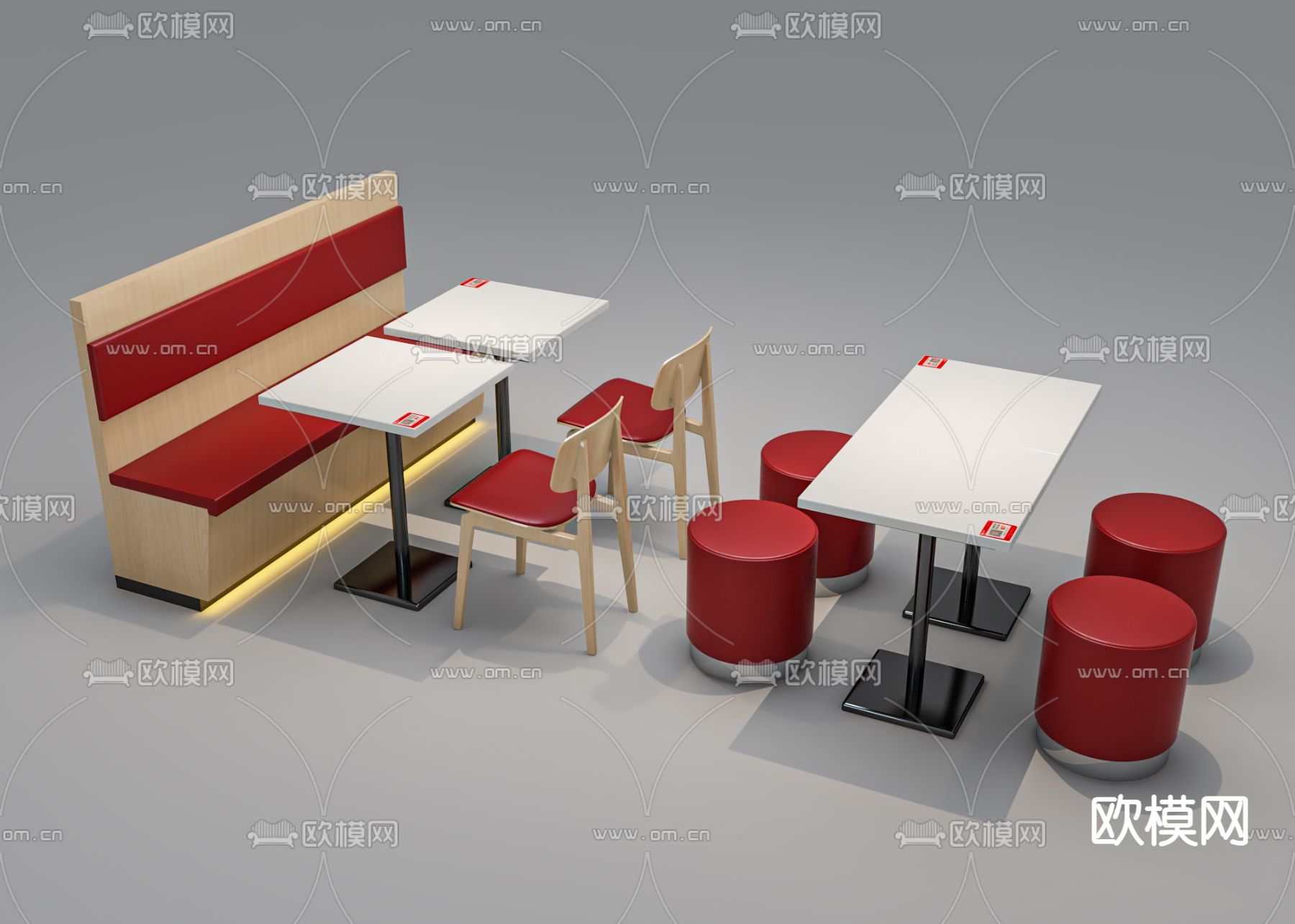 卡位餐桌椅3d模型下载