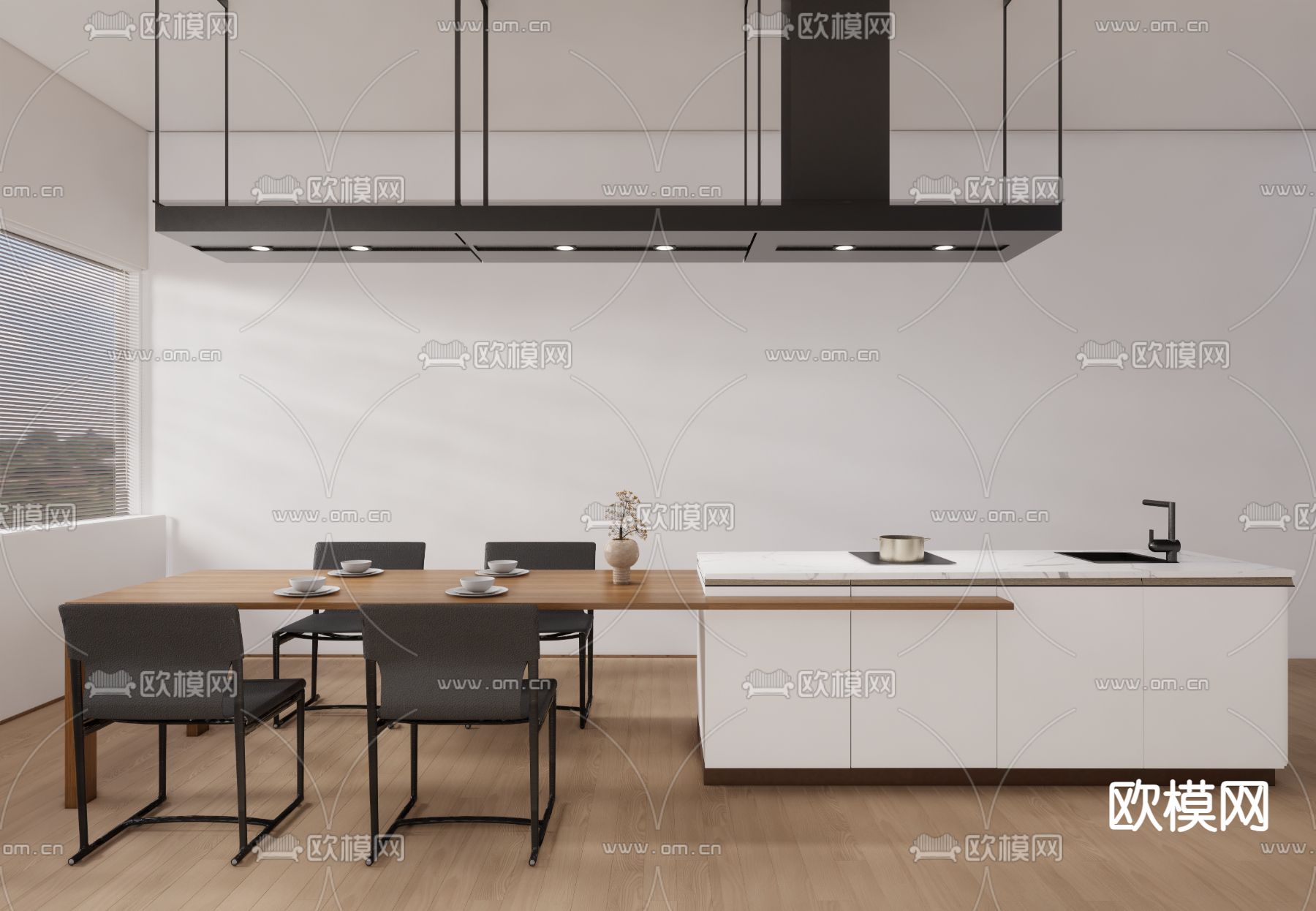 岛台餐桌椅3d模型下载