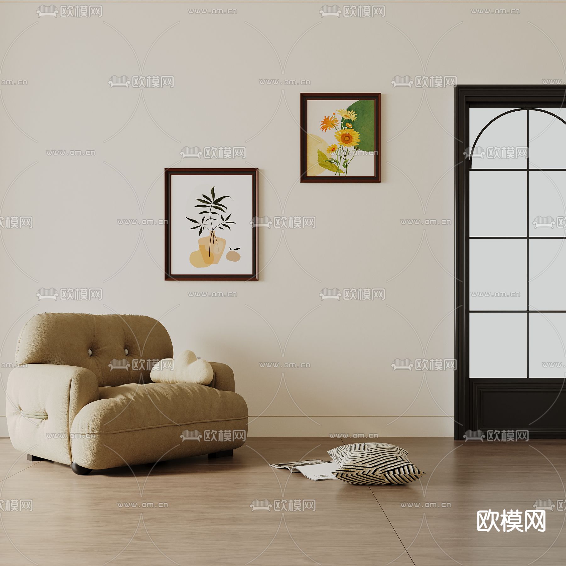 侘寂单人沙发3d模型下载