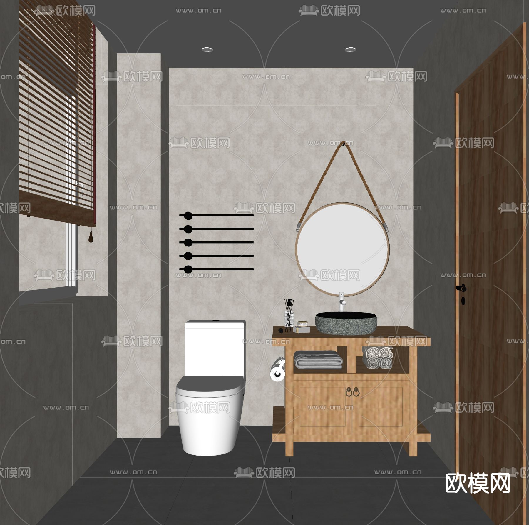 侘寂风卫生间su模型下载（渲染图2）