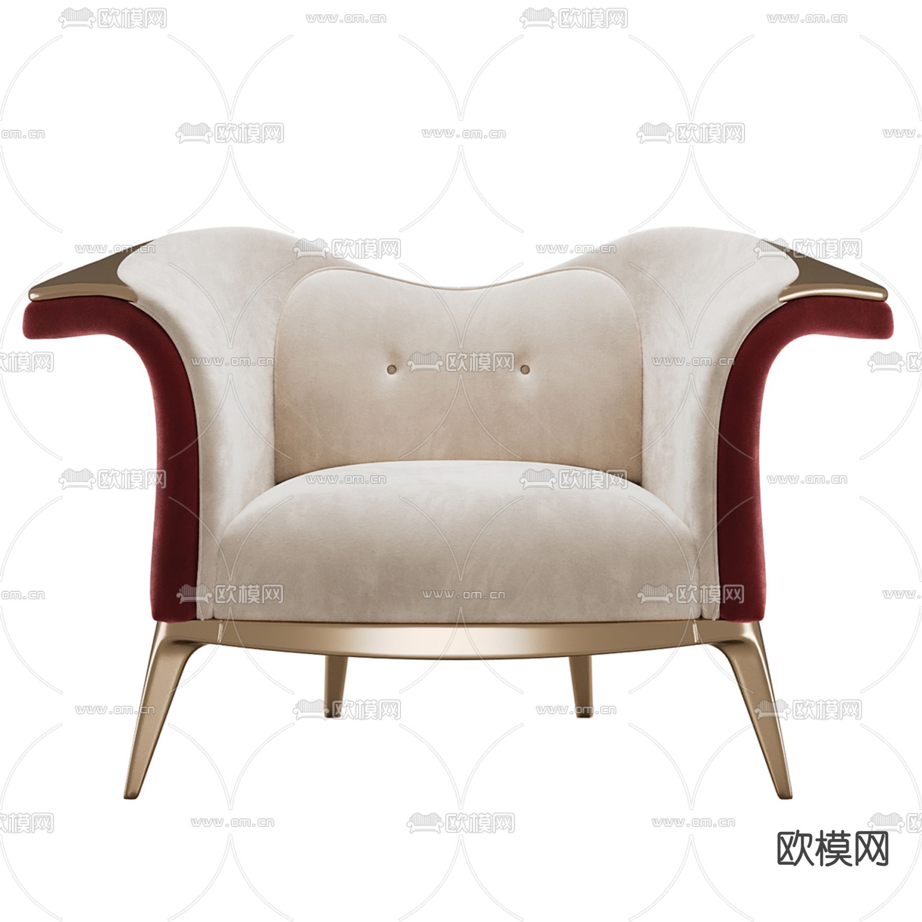 Alma de Luce 欧式沙发椅 休闲椅3d模型下载（渲染图1）