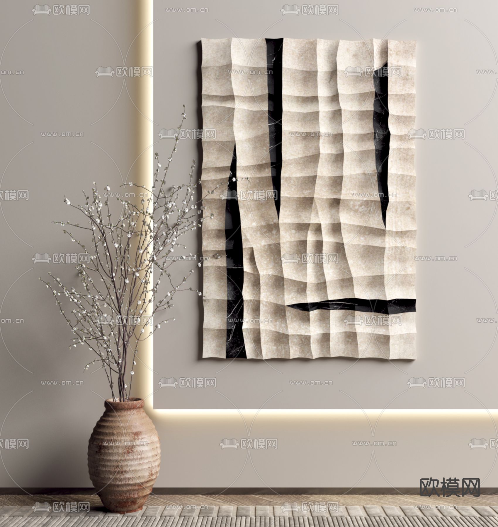 侘寂画 装饰画 立体画 抽象画3d模型下载_ID14227668_3dmax免费模型-欧模网