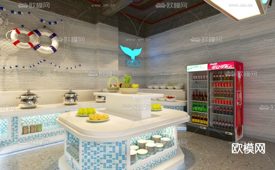 自助餐廳 調(diào)味區(qū)3d模型下載(渲染圖2)