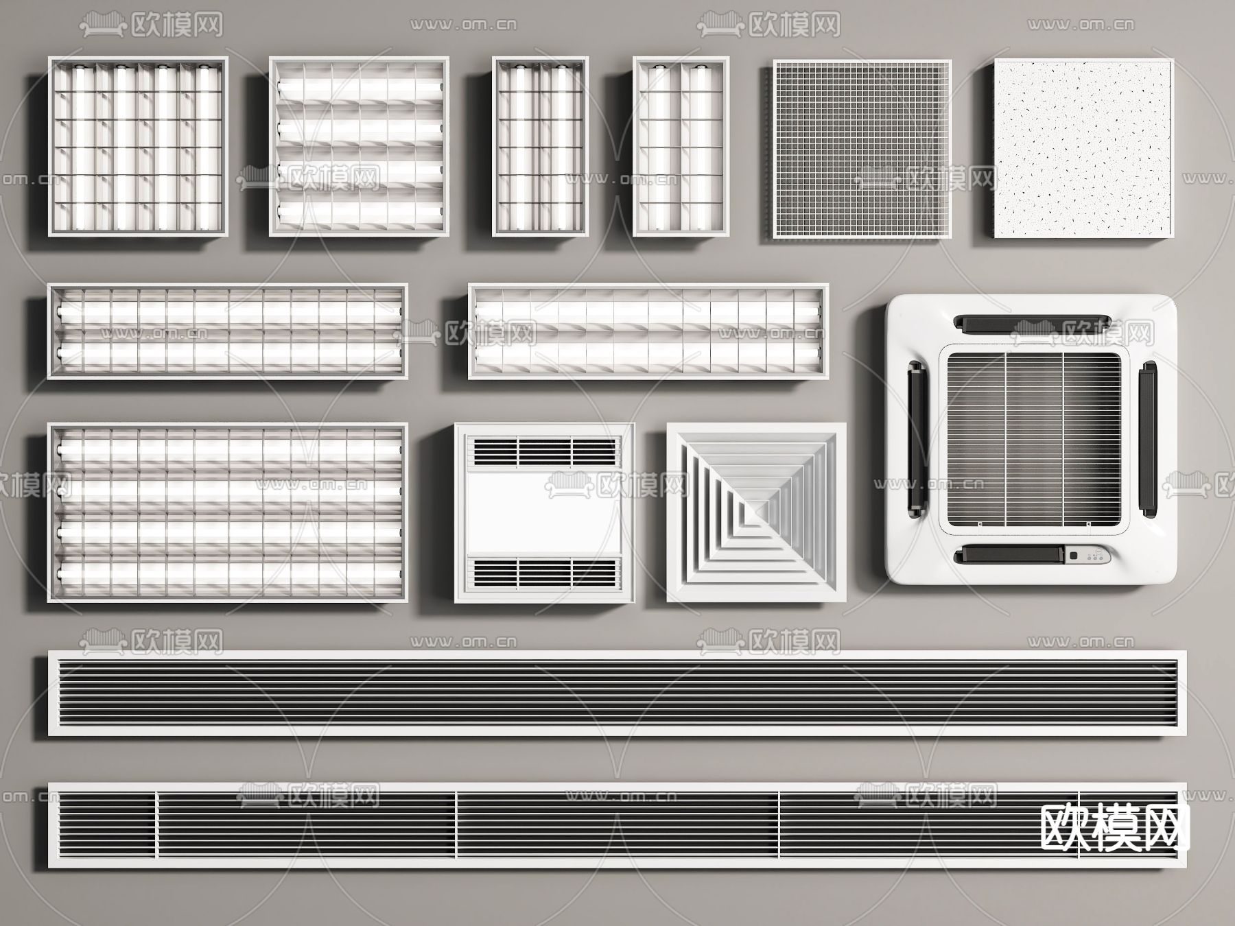 格栅灯 灯管 空调出风口 中央空调3d模型下载
