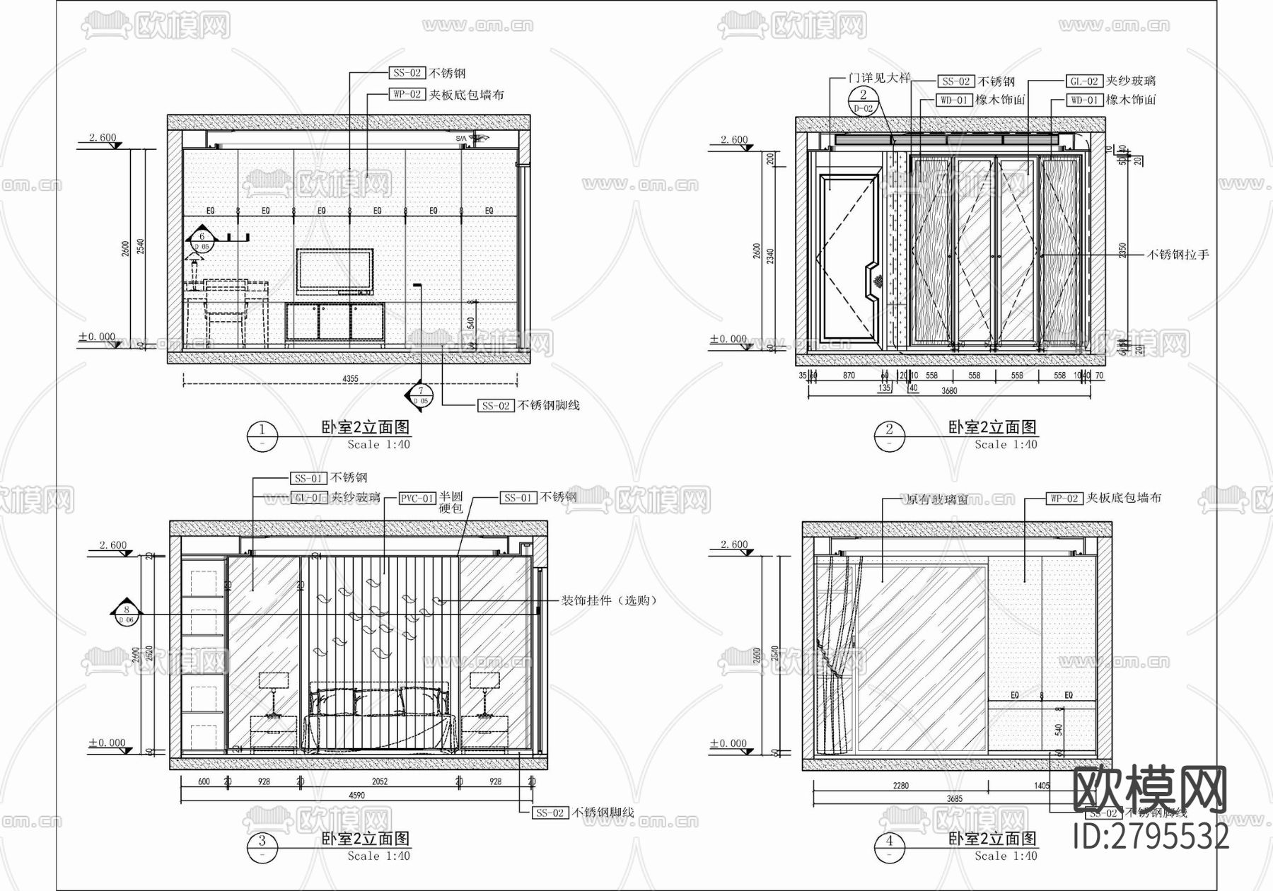 230㎡家装大平层室内cad施工图下载（渲染图9）