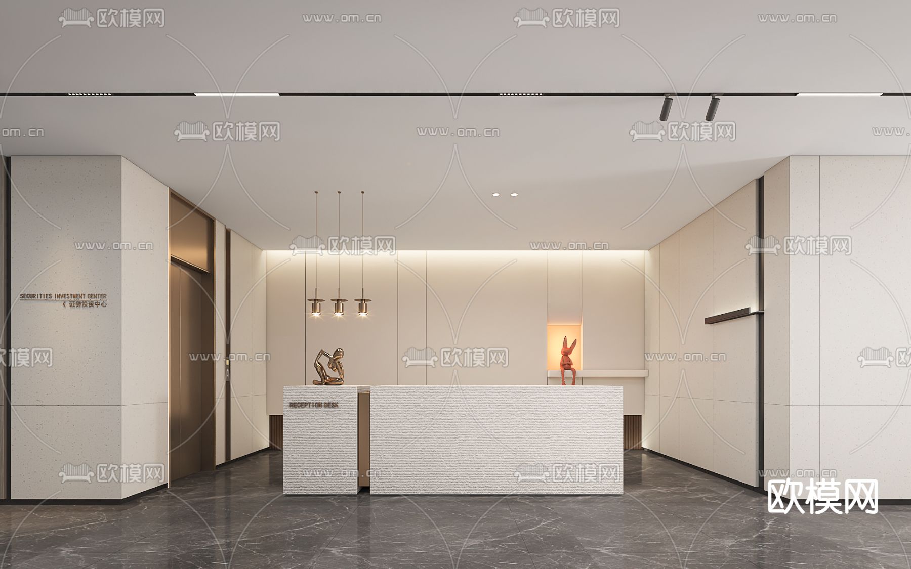 办公室前台 接待3d模型下载