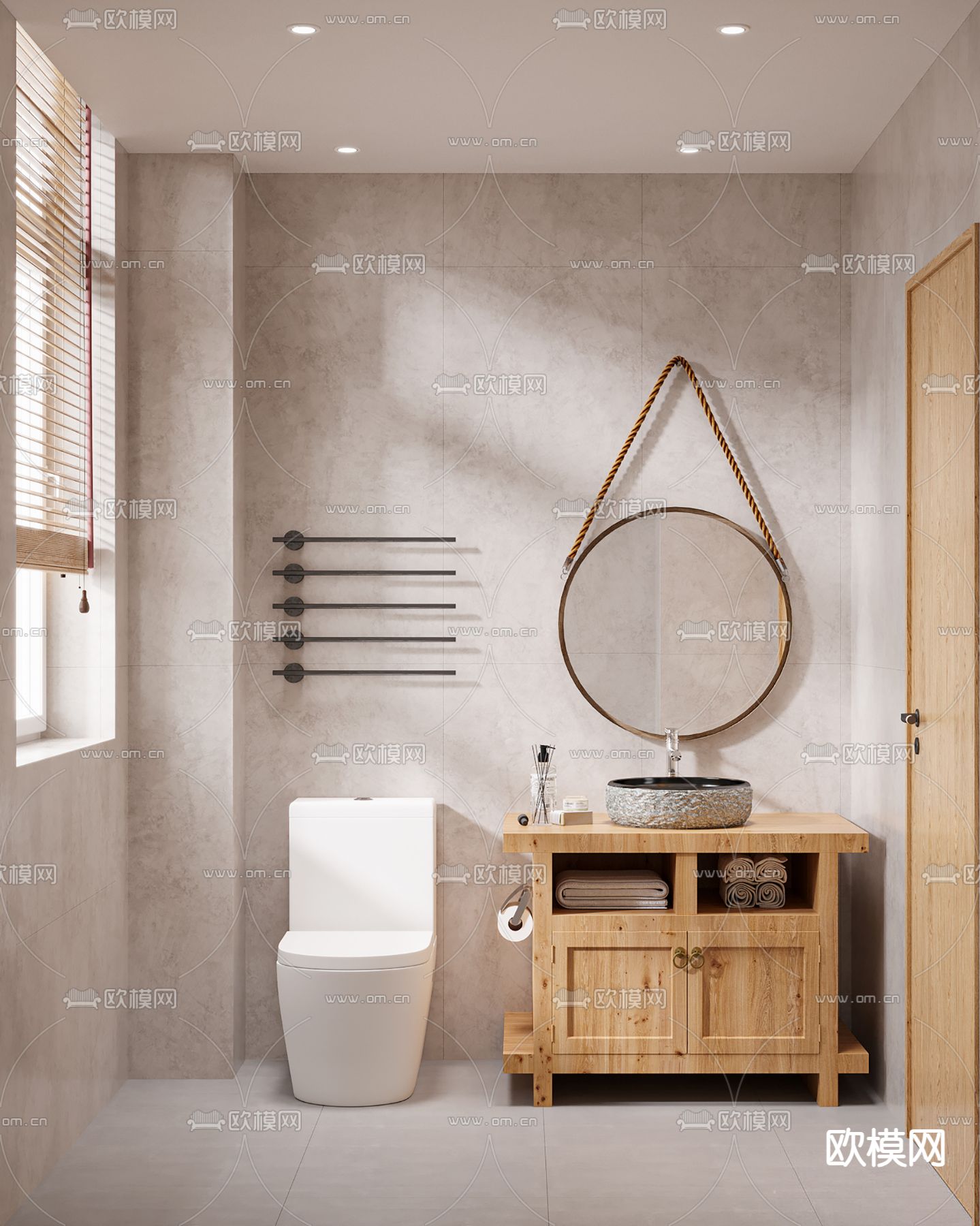 侘寂风卫生间su模型下载（渲染图1）