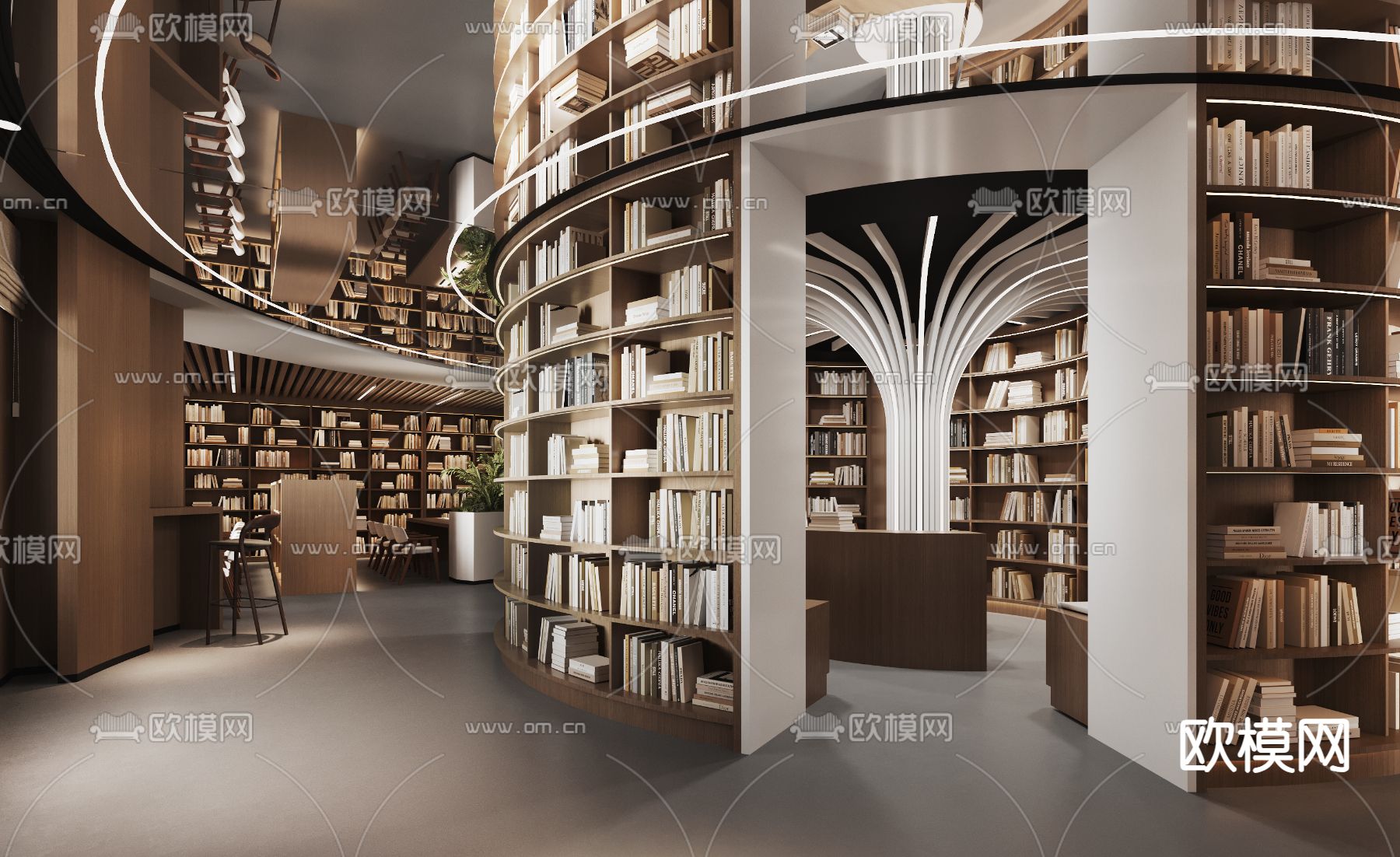 现代图书馆 书店3d模型下载（渲染图3）