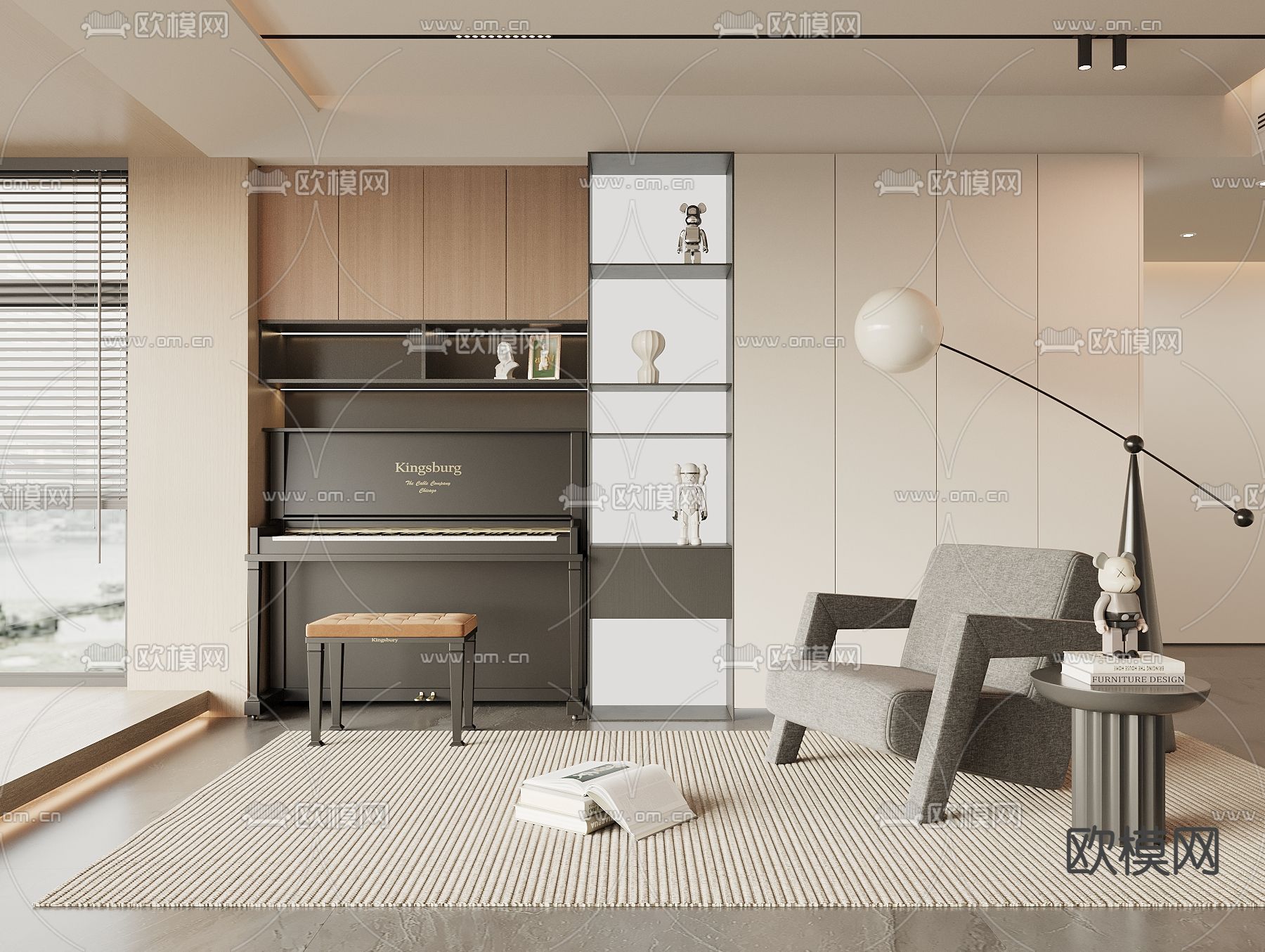 钢琴组合柜3d模型下载