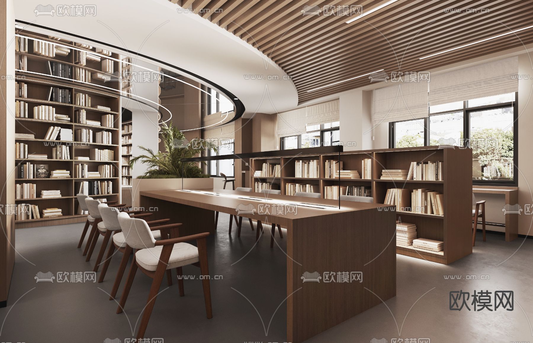 现代图书馆 书店3d模型下载（渲染图1）