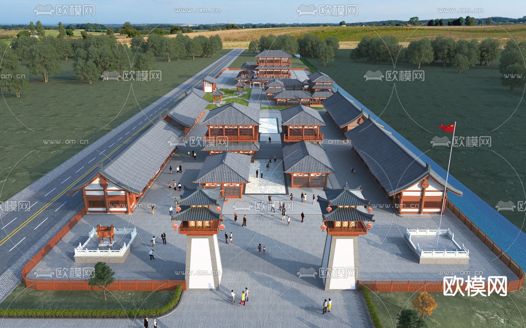 中式古建塔楼3d模型下载