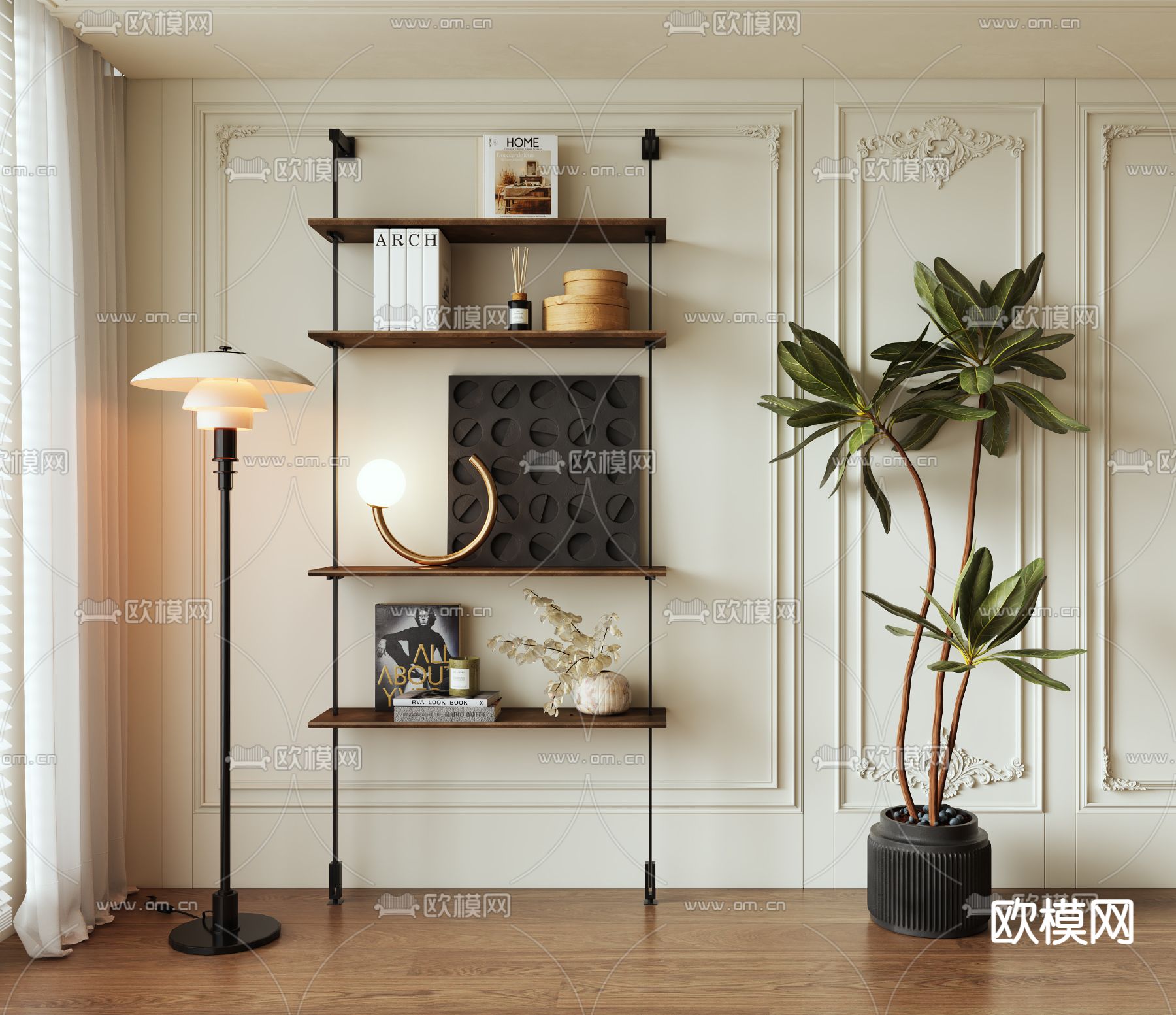 装饰架 置物架 钢丝吊柜3d模型下载