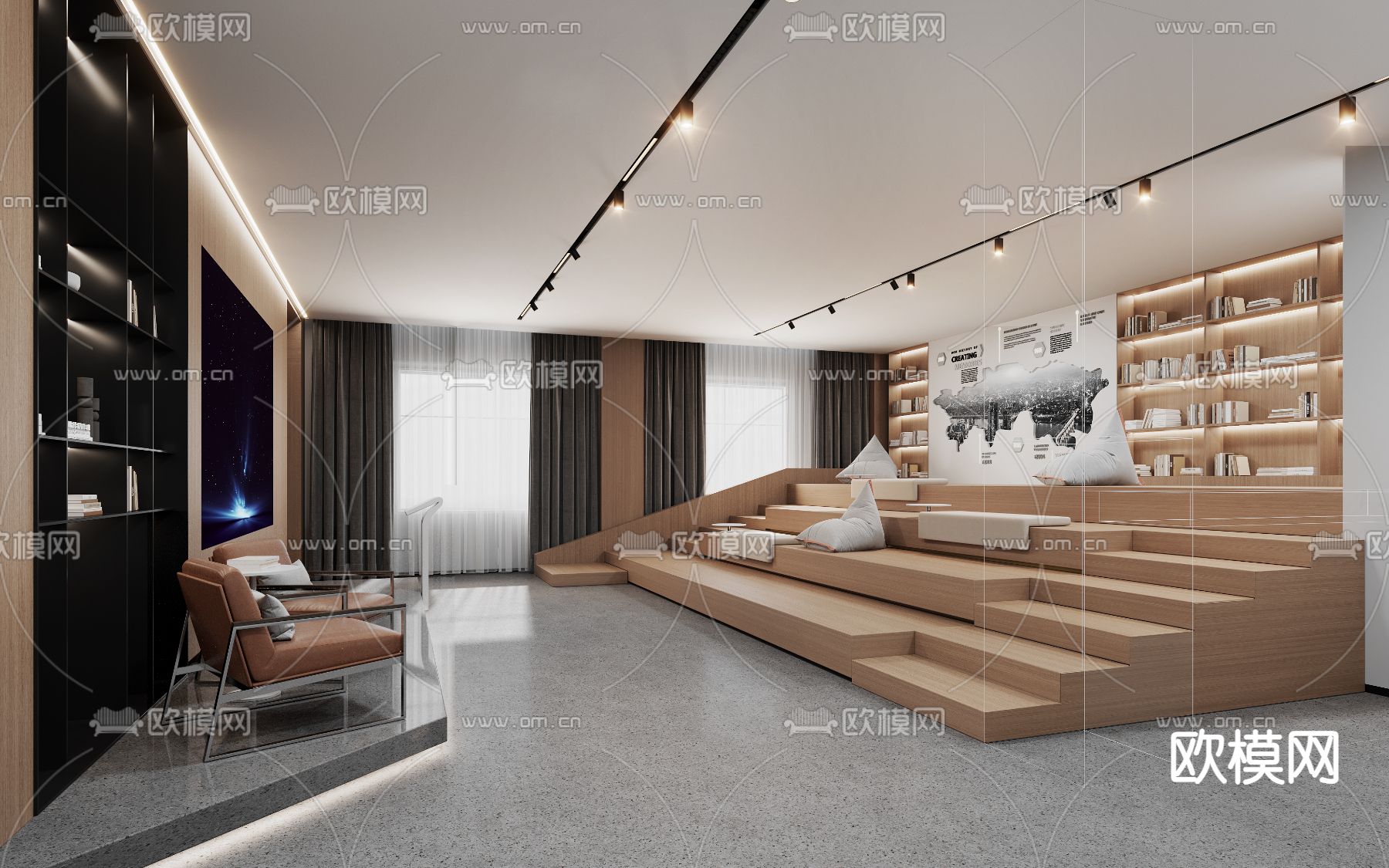 现代阶梯教室3d模型下载