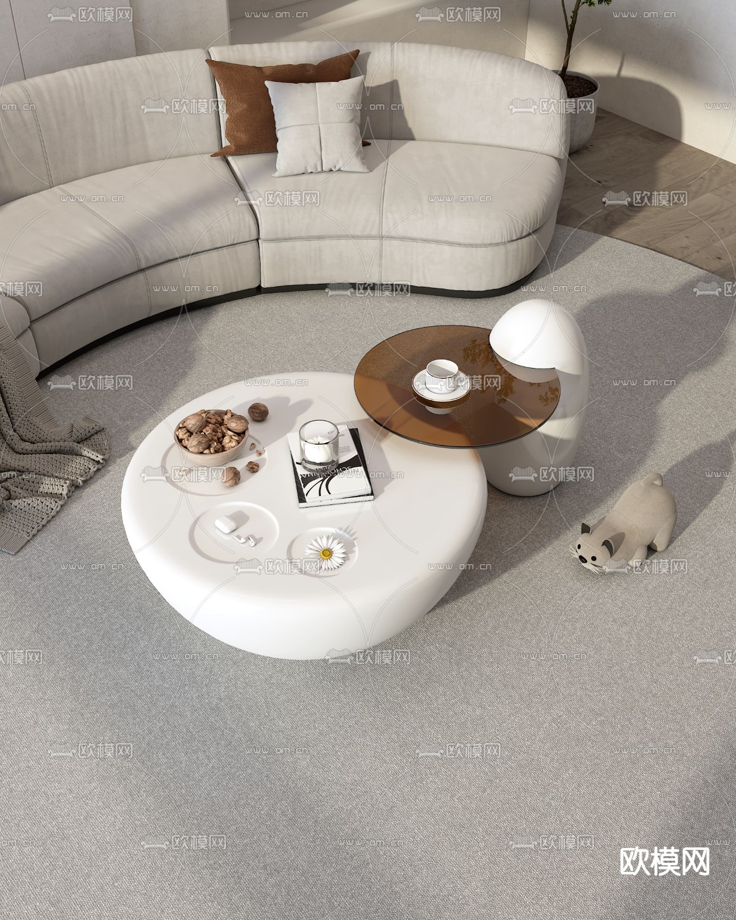 子母茶几 猫爪茶几3d模型下载