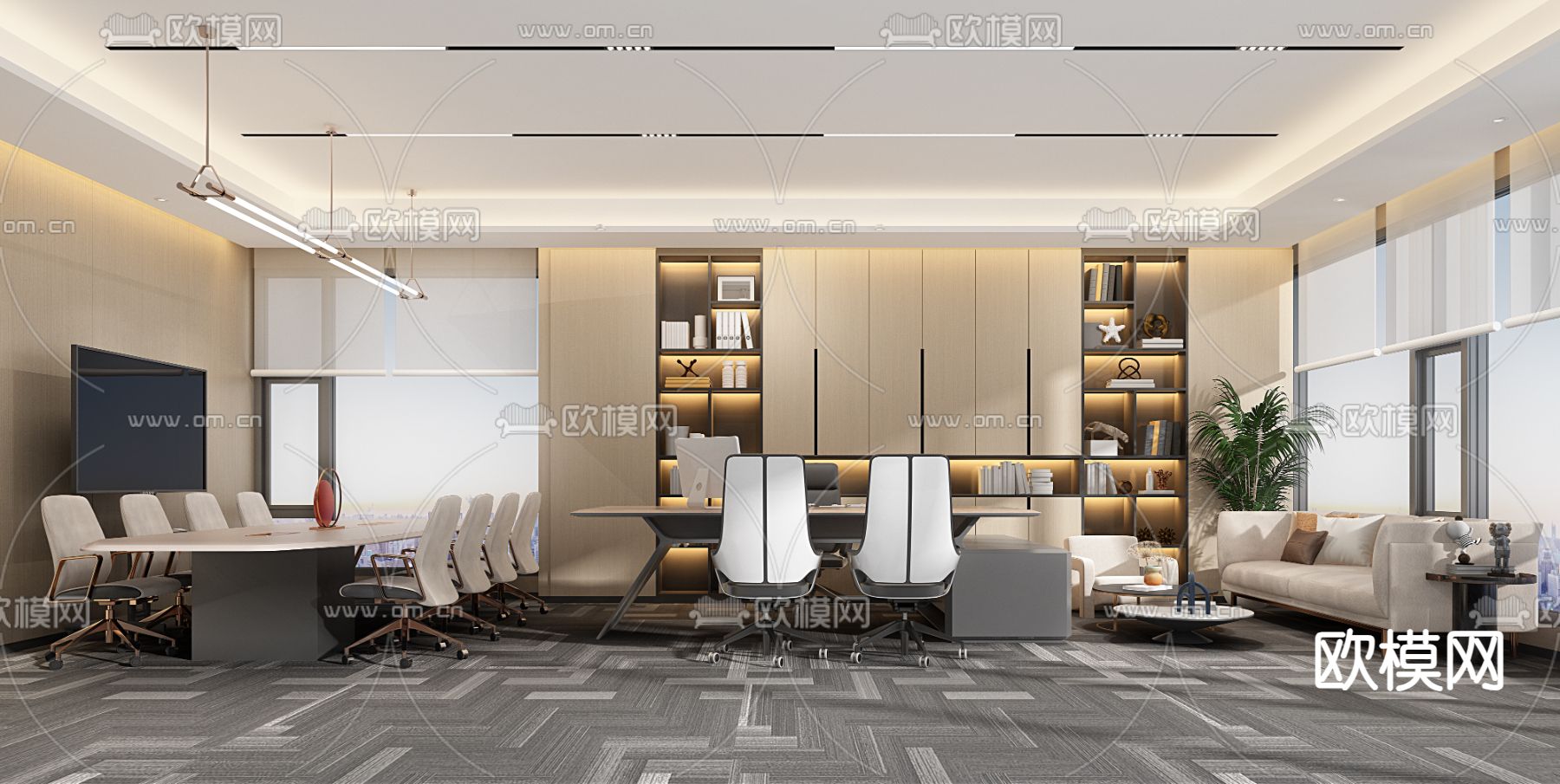 经理办公室  董事长室3d模型下载