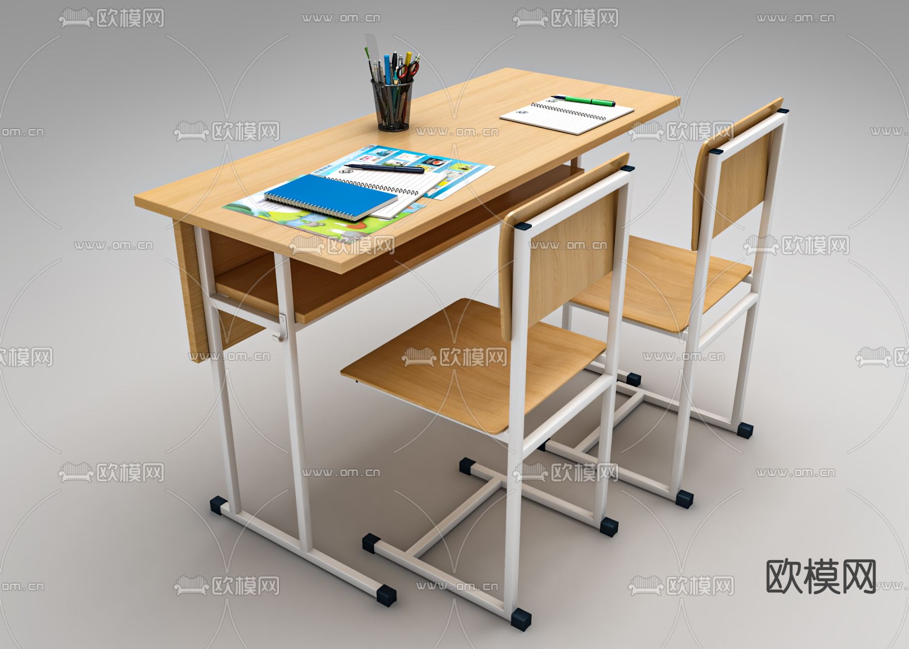 课桌 书桌3d模型下载