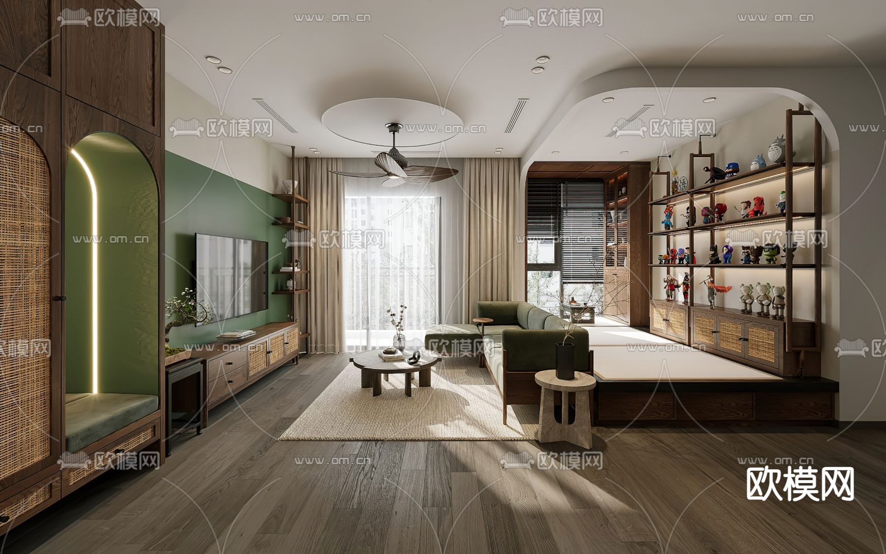 东南亚客厅3d模型下载（渲染图1）