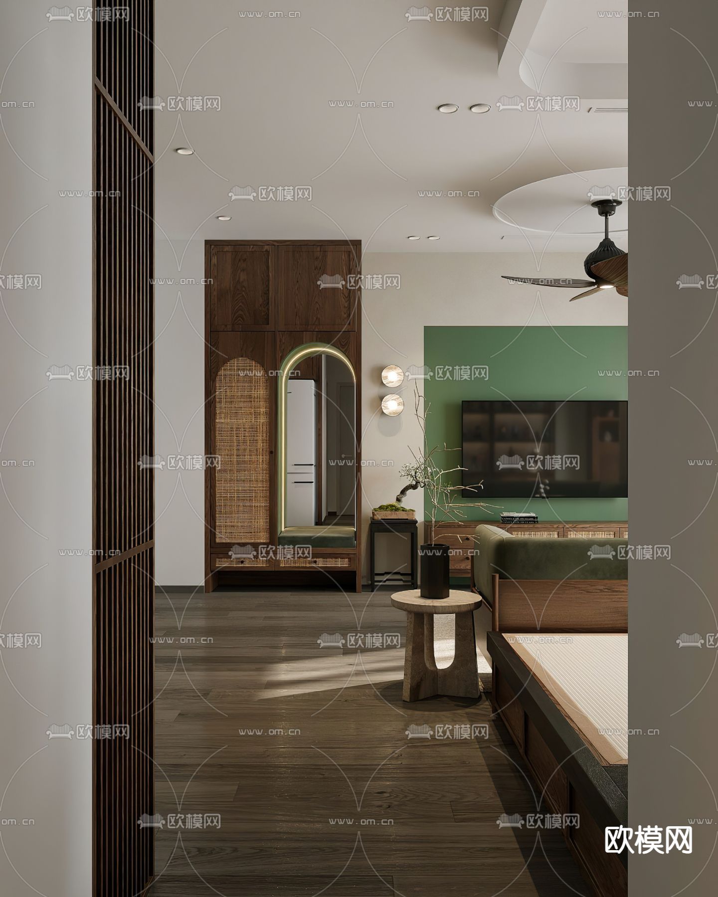 东南亚客厅3d模型下载（渲染图2）