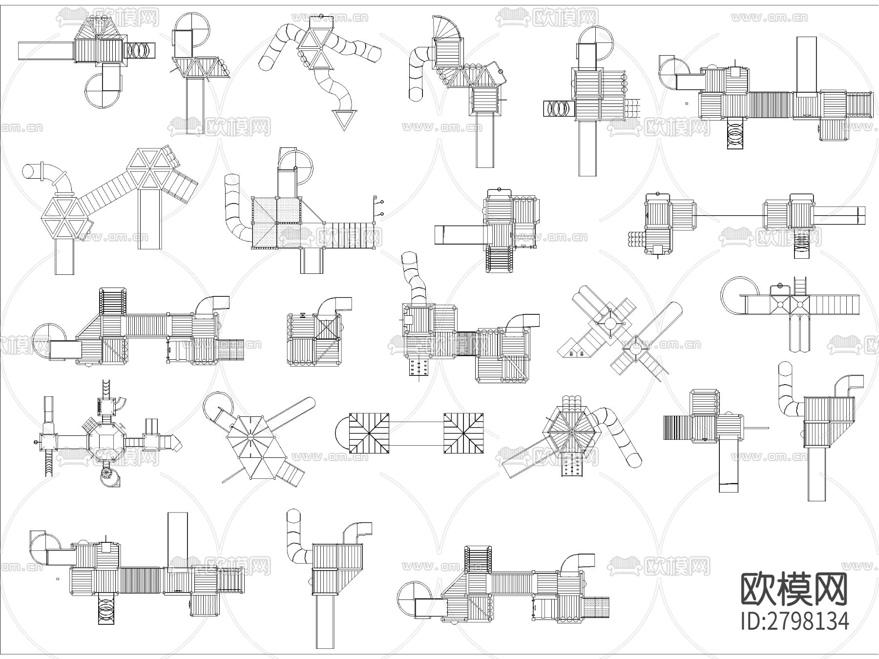 儿童游乐设施CAD大样图下载（渲染图2）