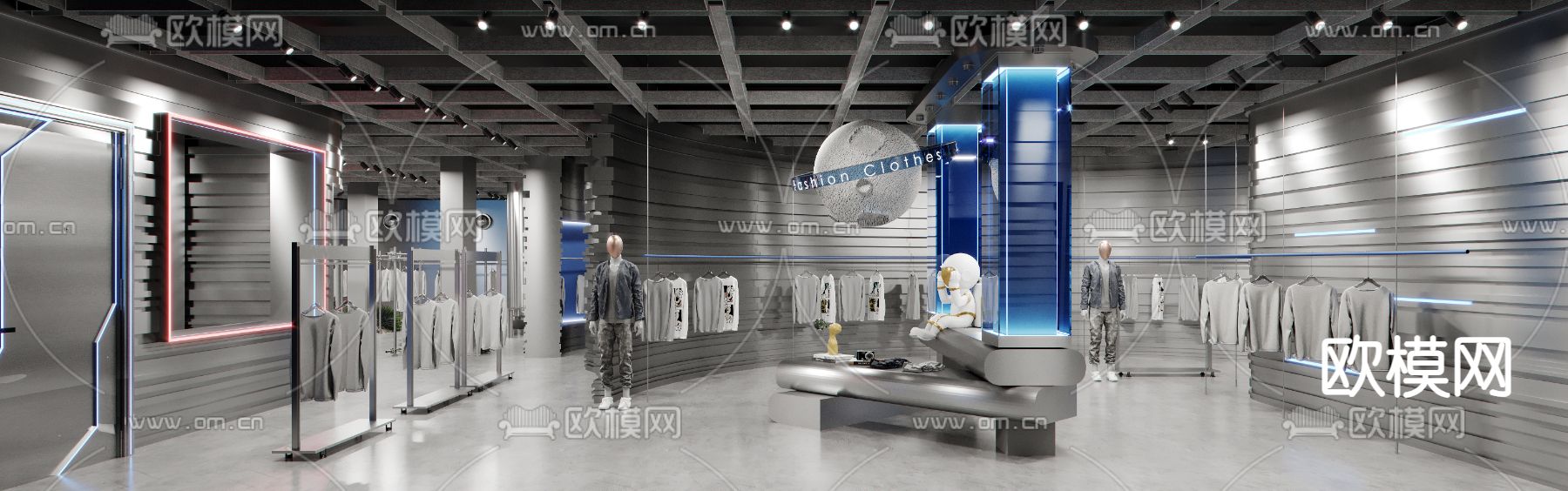 男士服装店 潮牌店3d模型下载（渲染图2）