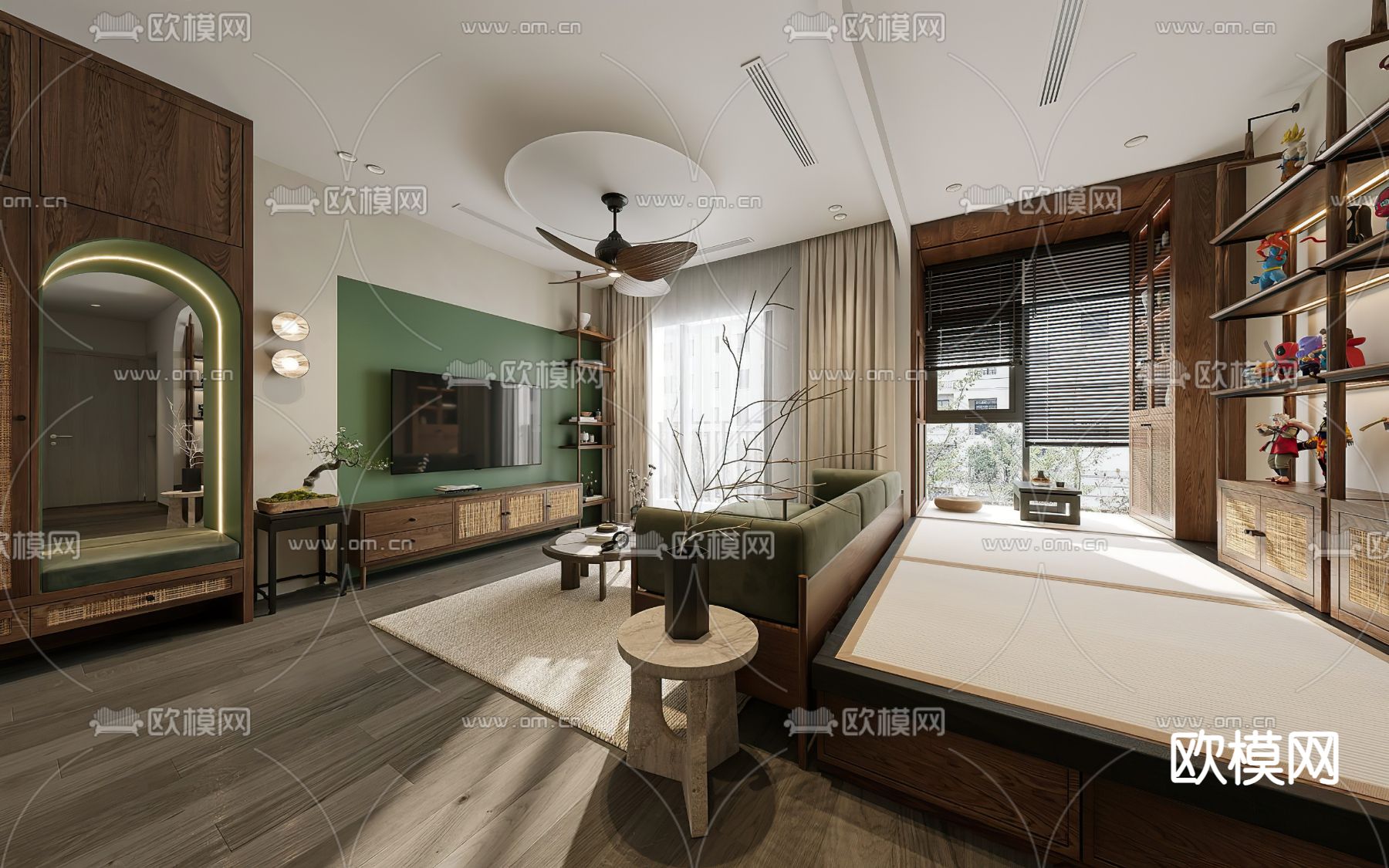 东南亚客厅3d模型下载（渲染图3）
